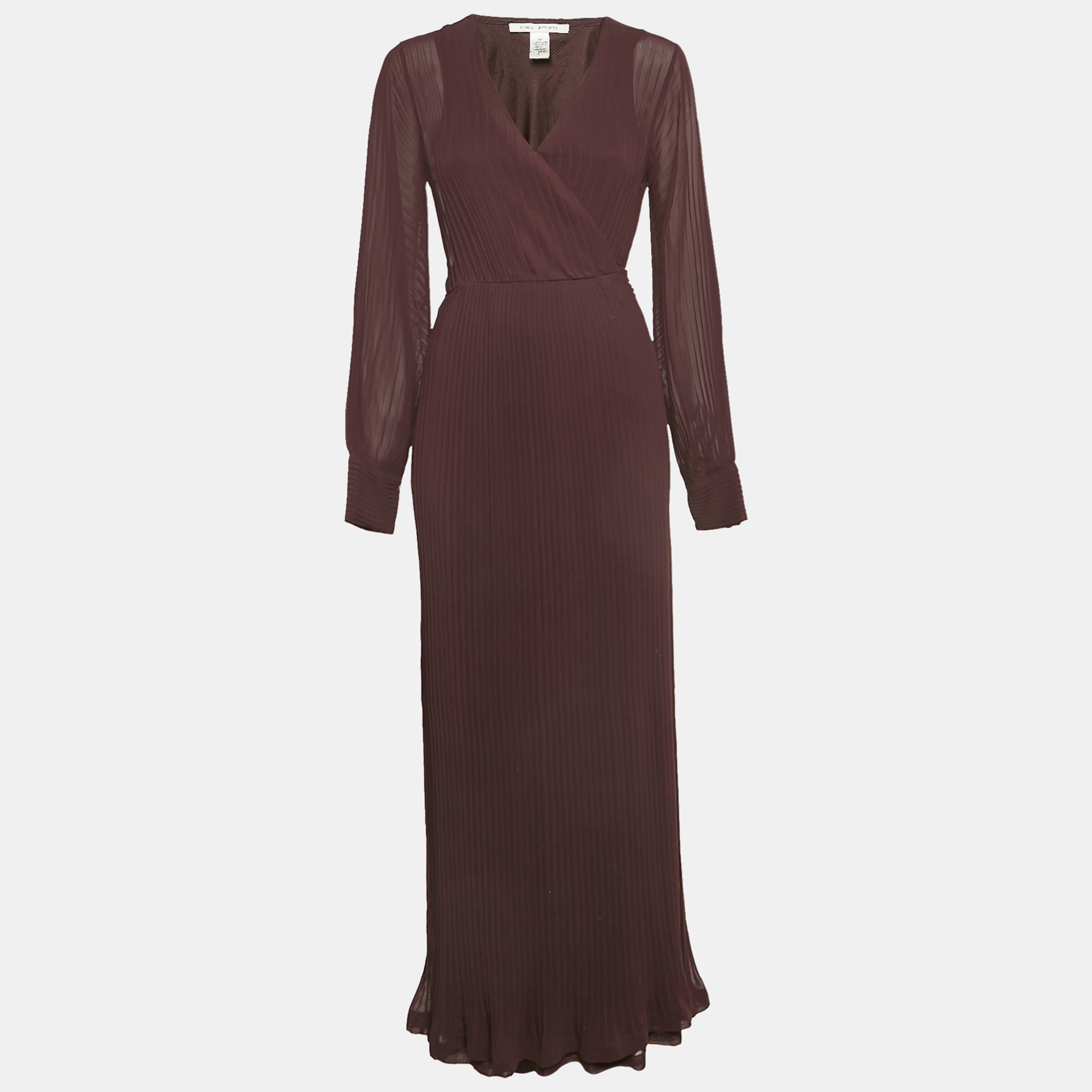 

Diane Von Furstenberg Purple Chiffon Plisse Maxi Wrap Dress M