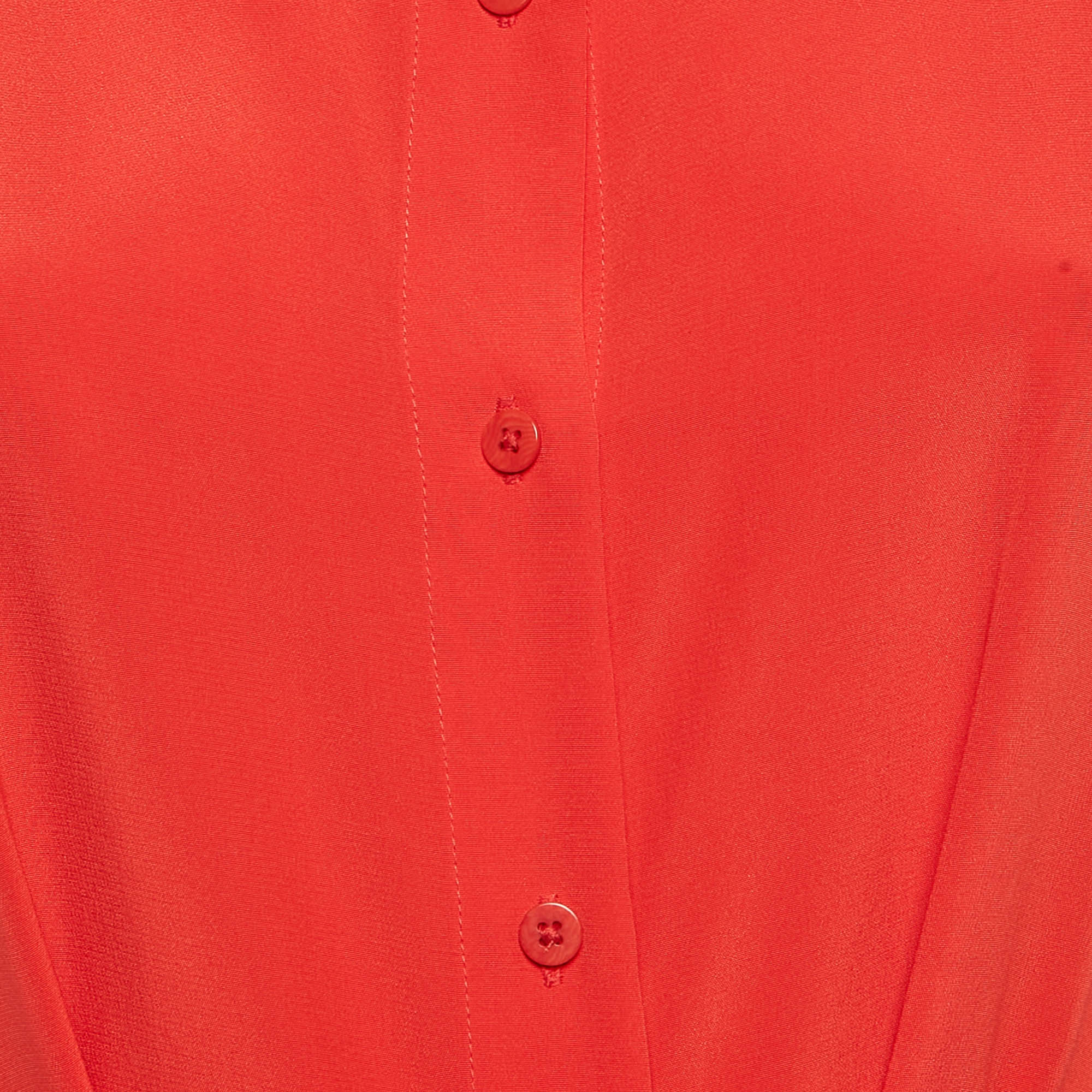 Diane Von Furstenberg Orange Silk Button Front Dress XS 