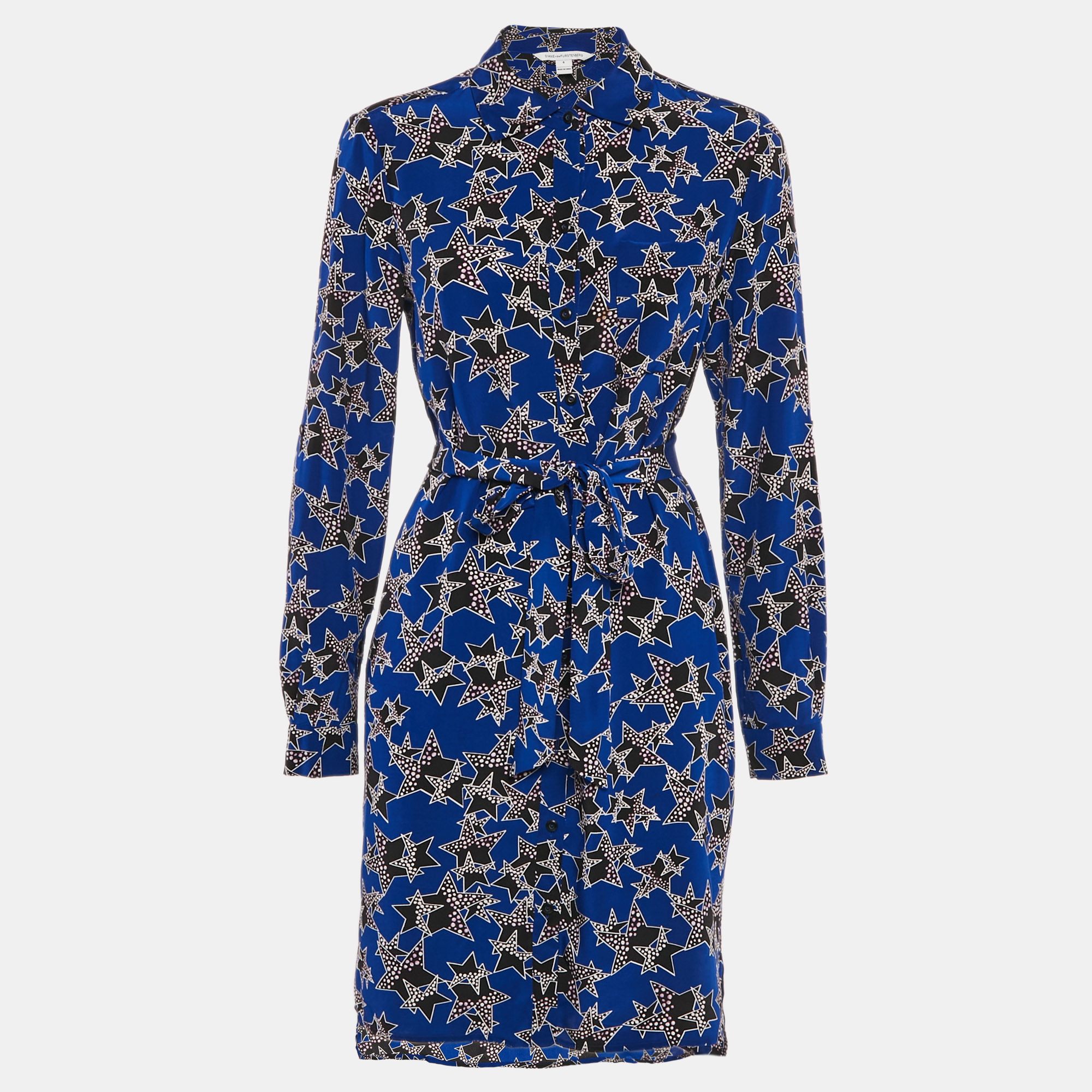 

Diane Von Furstenberg Blue Stars Print Silk Prita Dress M