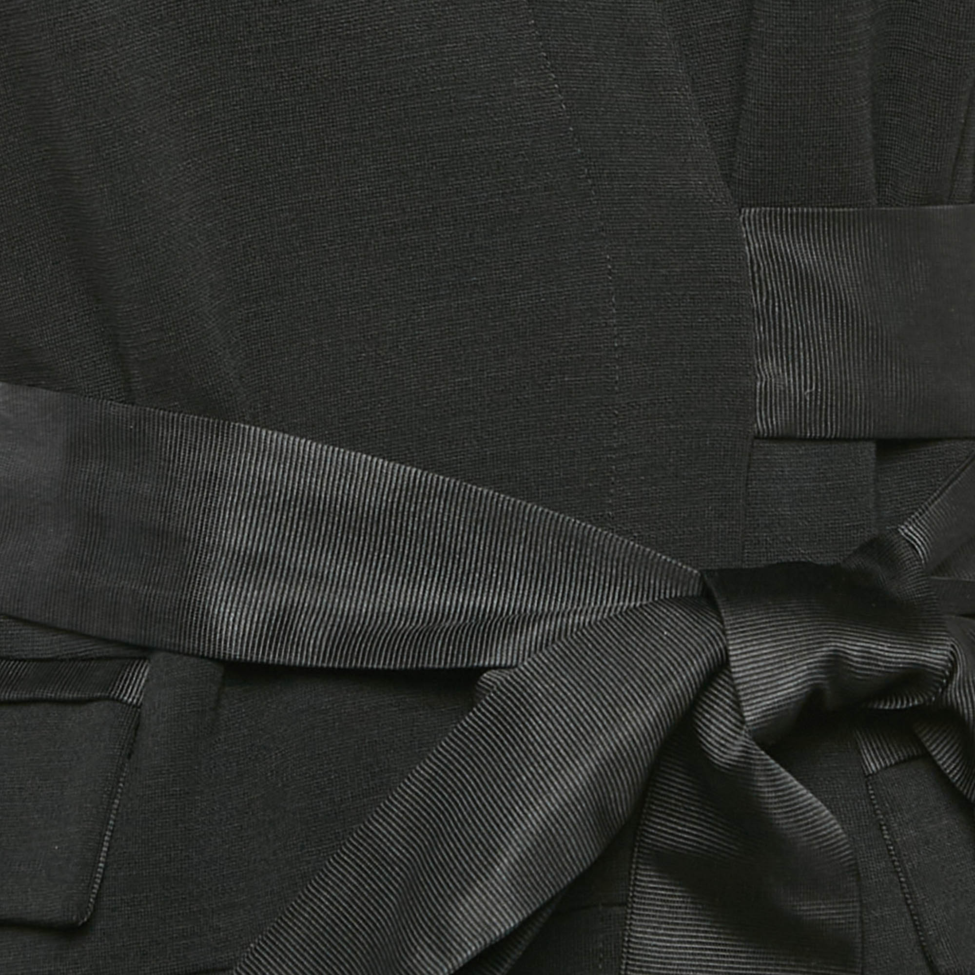 Diane Von Furstenberg Black Wool Mandilynn Wrap Dress S 