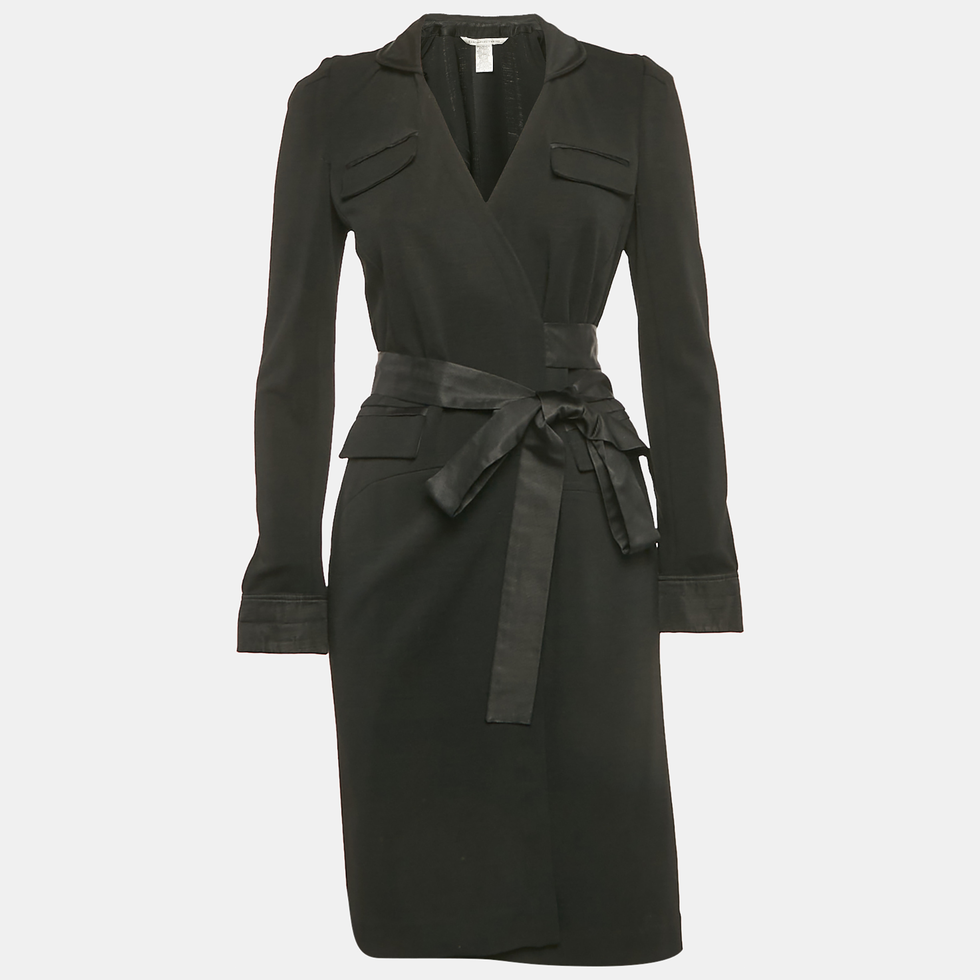 

Diane Von Furstenberg Black Wool Mandilynn Wrap Dress S