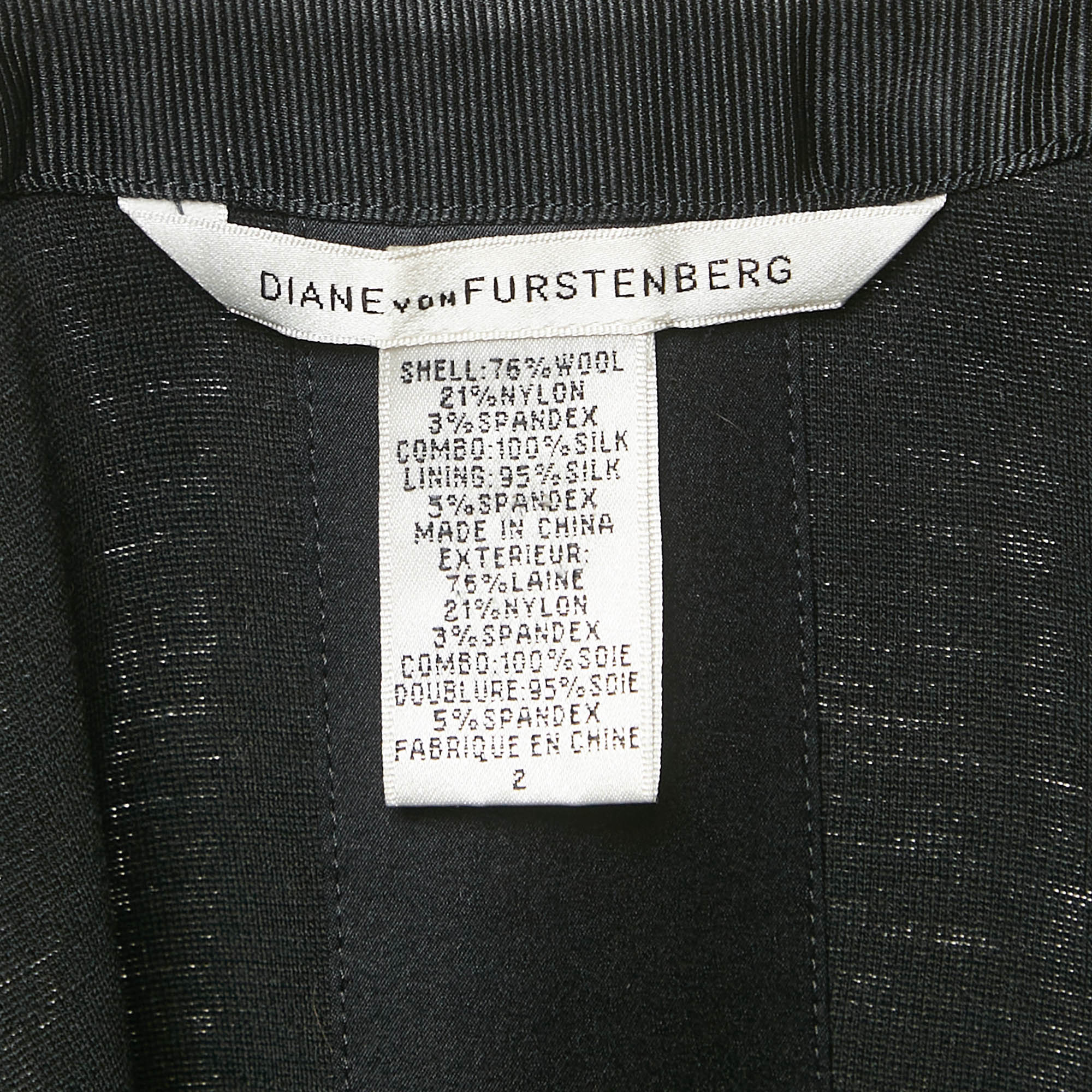 Diane Von Furstenberg Black Wool Mandilynn Wrap Dress S 