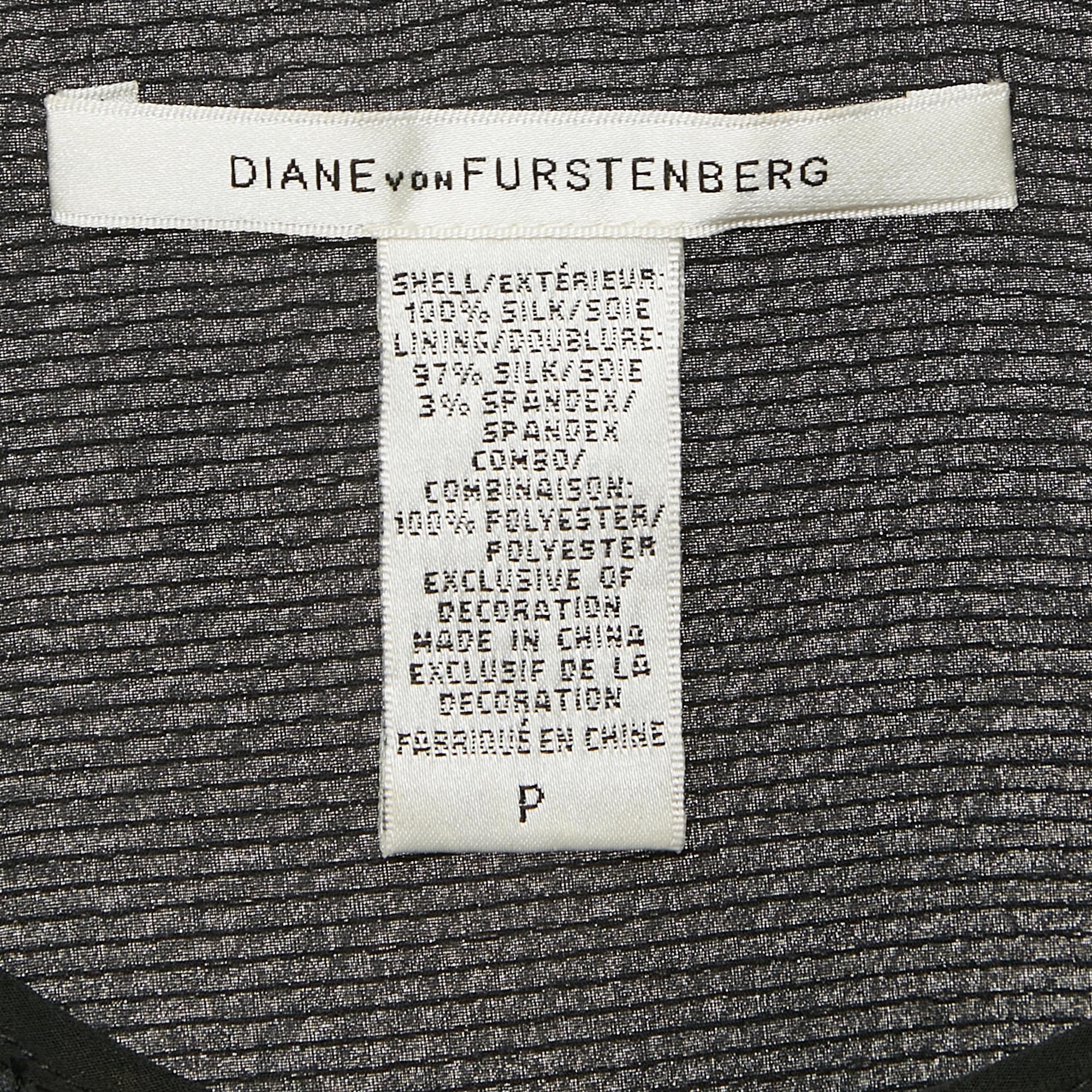 Diane Von Furstenberg Black Silk Sequin Silk Sorcha Tank Top M 