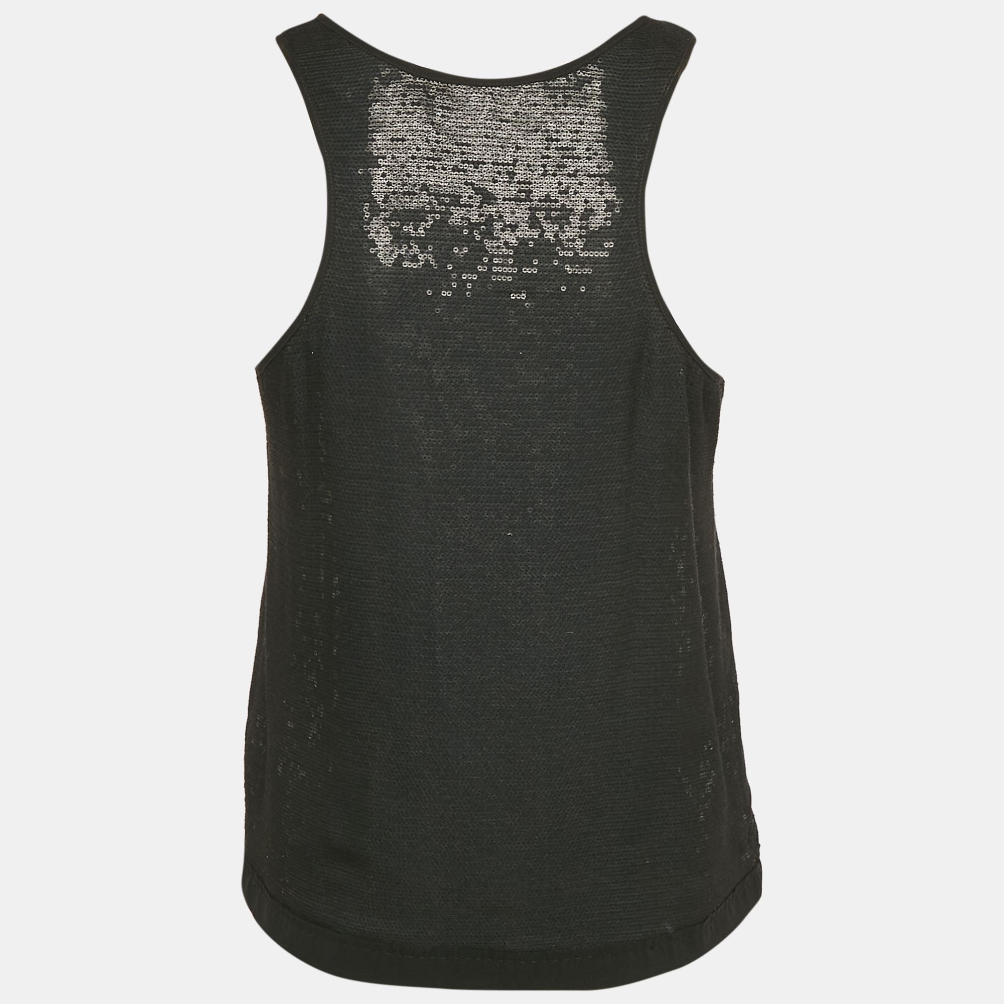 Diane Von Furstenberg Black Silk Sequin Silk Sorcha Tank Top M 