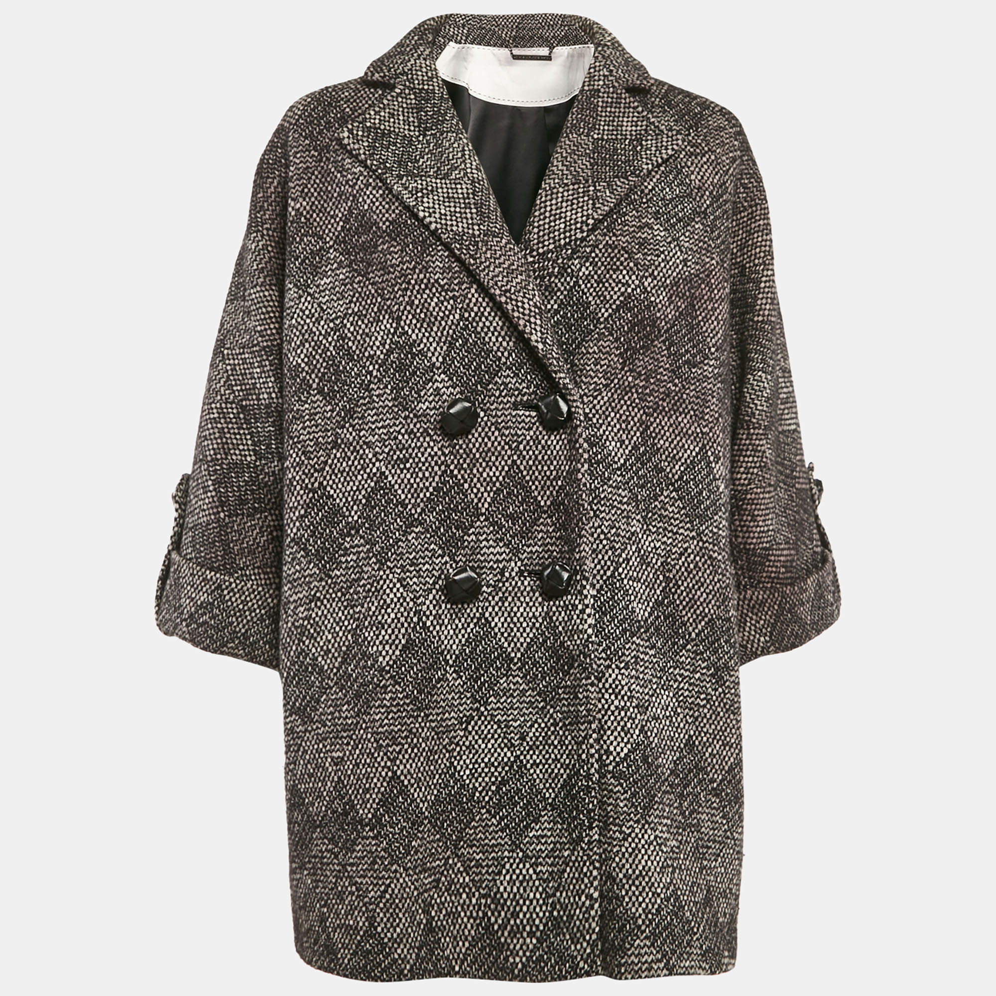 

Diane Von Furstenberg Grey Patterned Wool Blend Bubby Patch Coat M