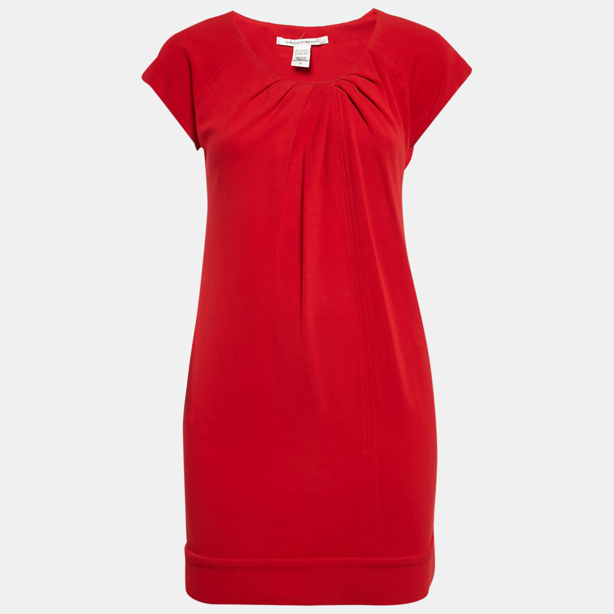 

Diane Von Furstenberg Red Jersey Pleated Mini Dress XS