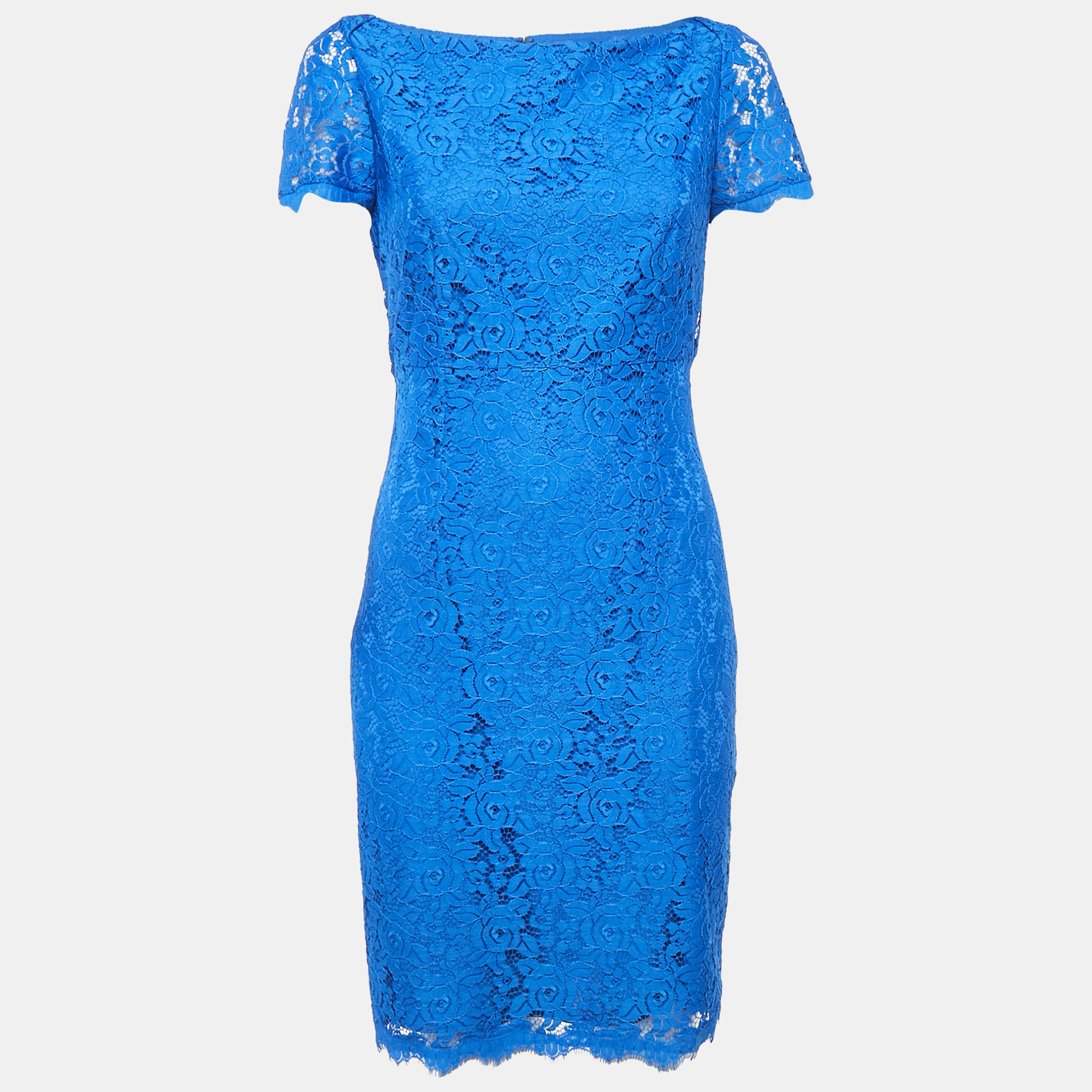 

Diane Von Furstenberg Blue Floral Lace Mini Dress M