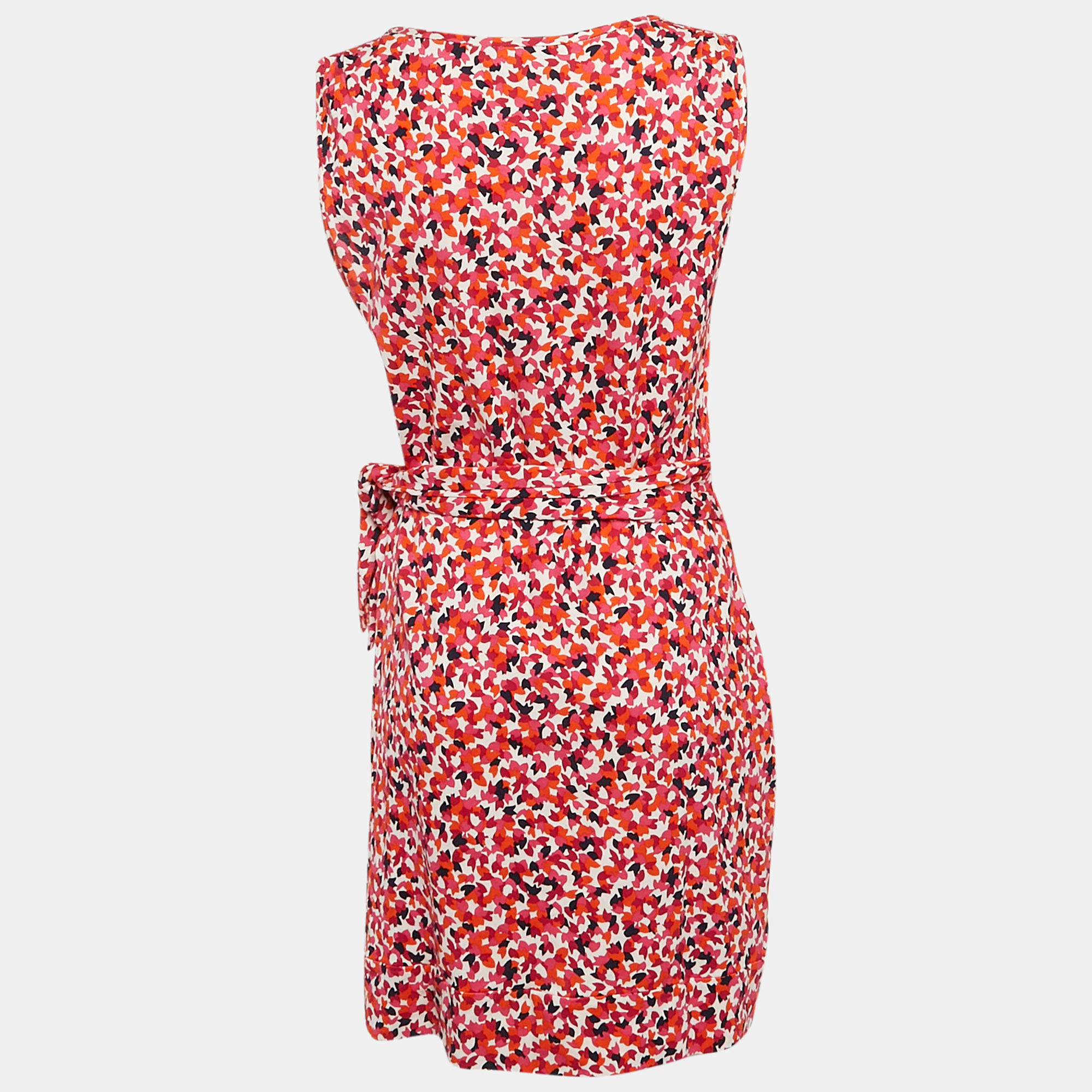 Diane Von Furstenberg Multicolor Printed Jersey Mini Della Dress L 