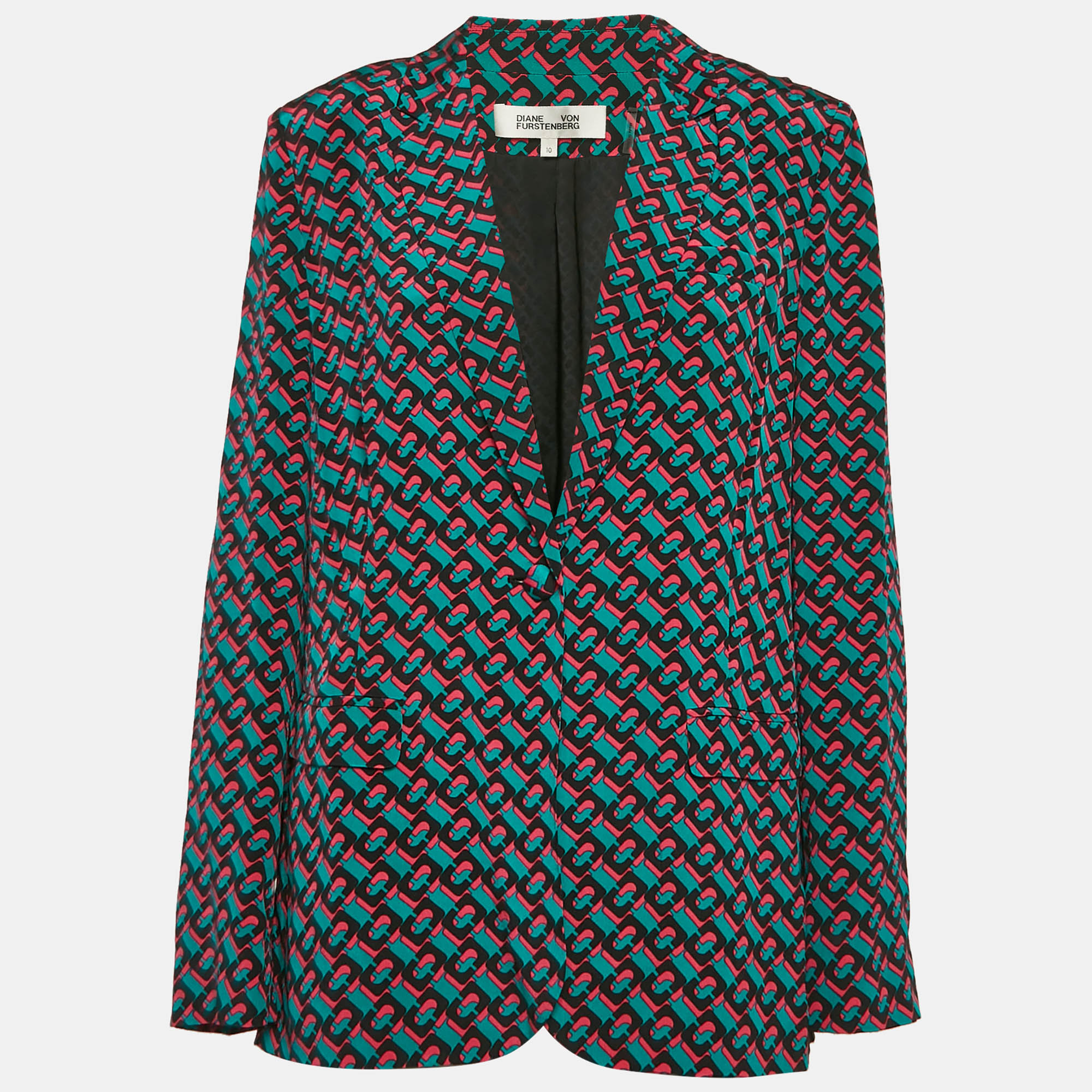 

Diane Von Furstenberg Multicolor Printed Silk Blazer L