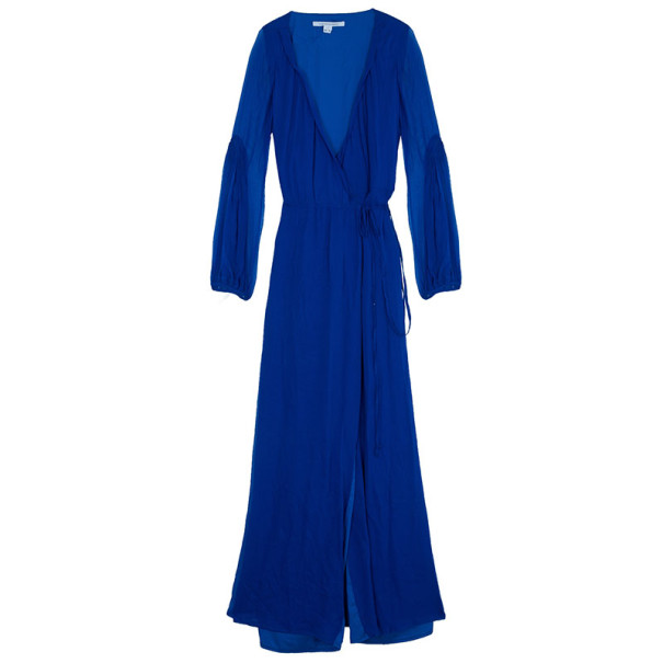 Pre Owned Diane Von Furstenberg Blue 'Catroux' Chiffon Maxi Dress M