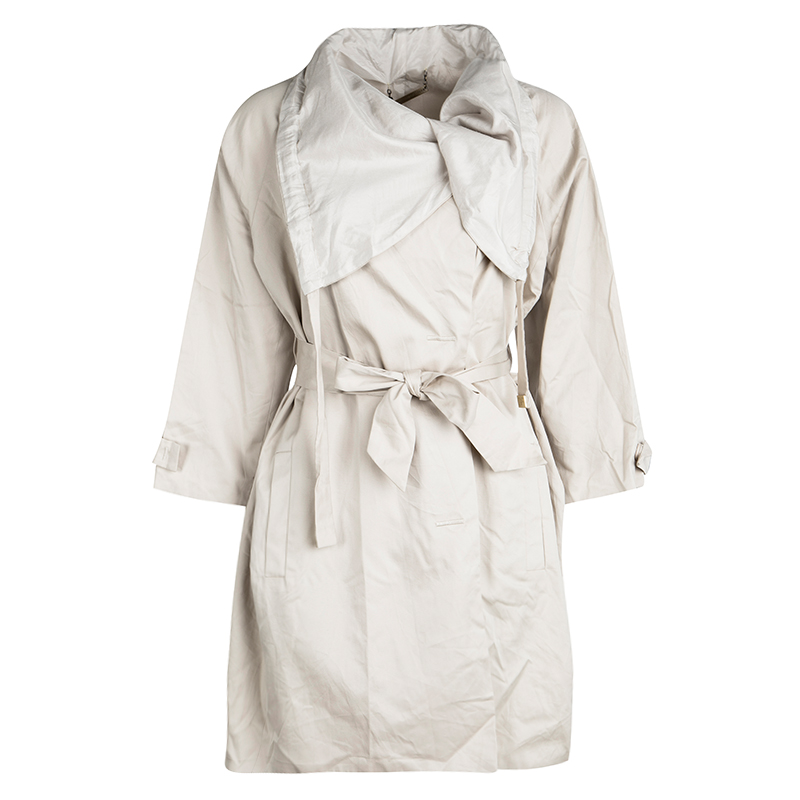 Pre Owned Diane Von Furstenberg Khaki Cotton Belted Cubby Jacket S