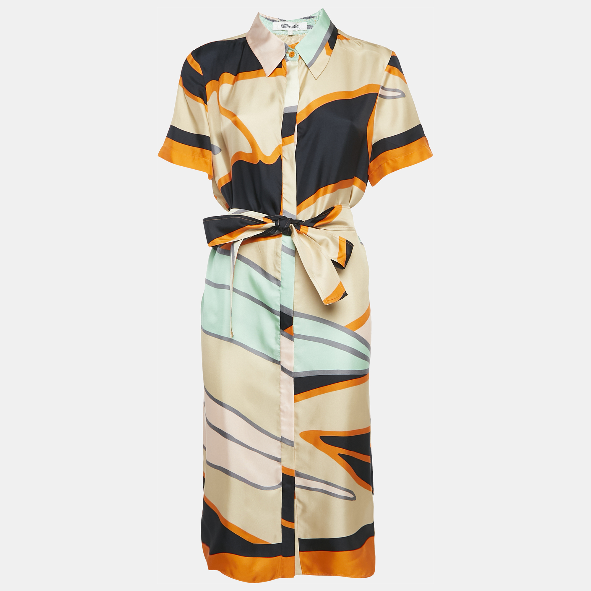

Diane Von Furstenberg Multicolor Printed Silk Shirt Dress L