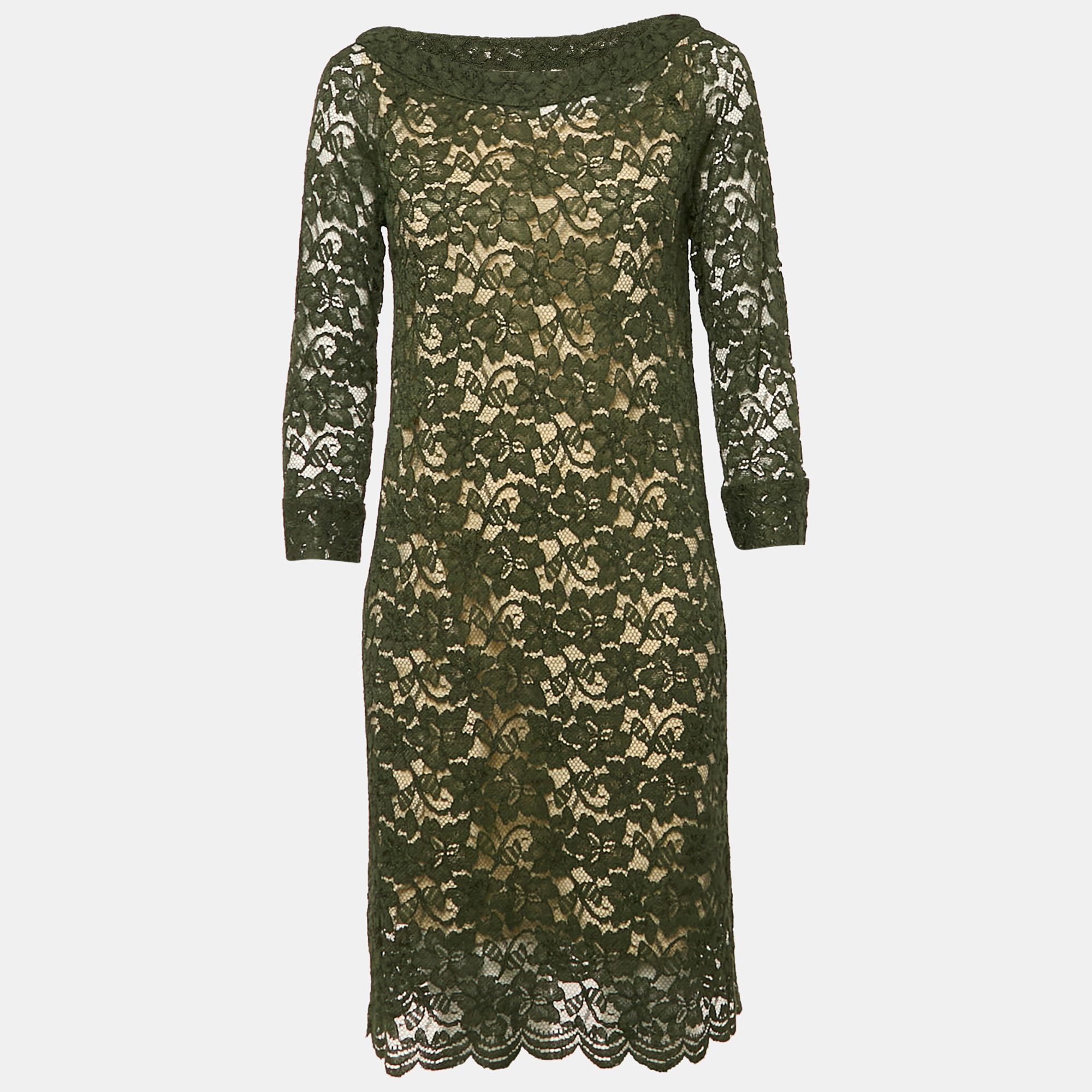 

Diane Von Furstenberg Green Corded Lace Elisa Dress M