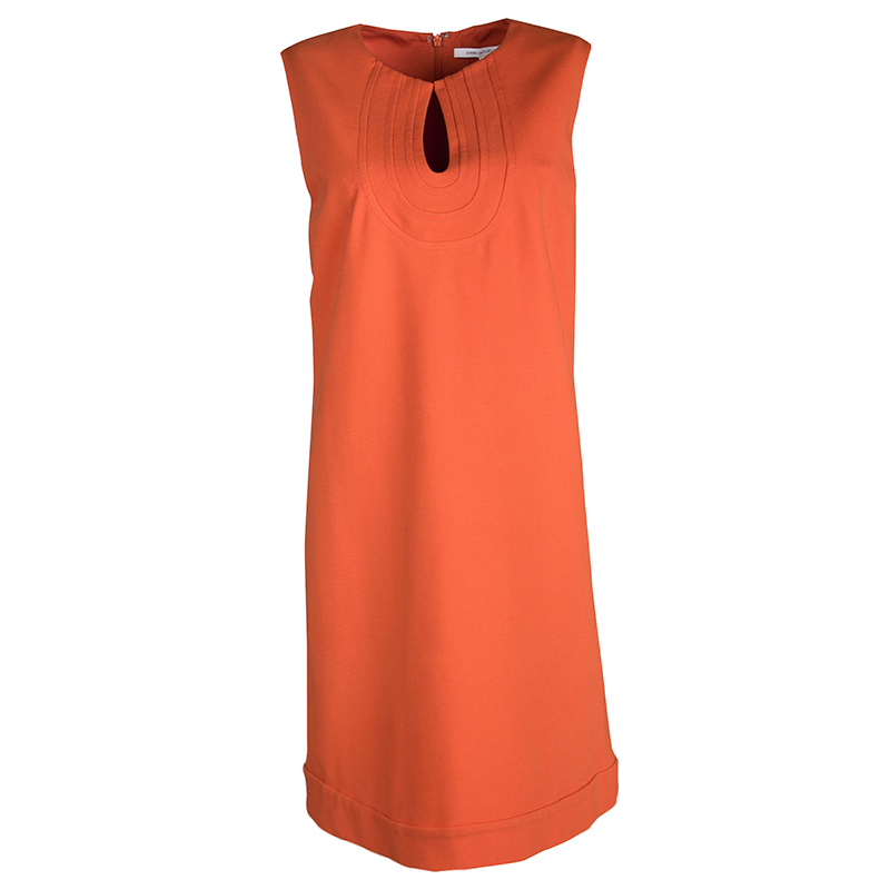 Pre Owned Diane Von Furstenberg Orange Jersey Kadijah Sleeveless Dress L