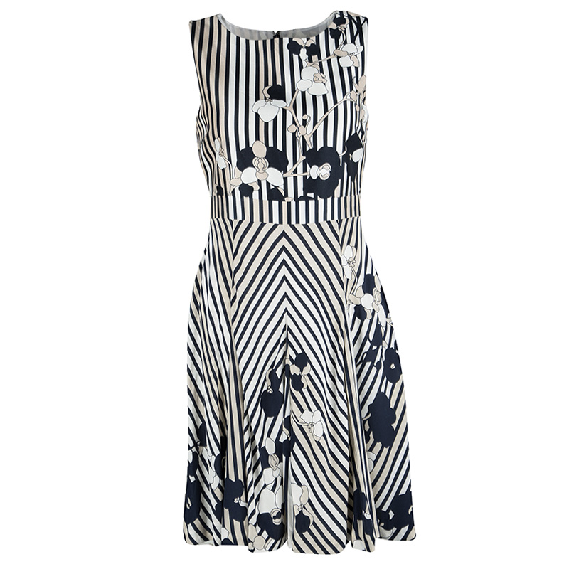 Pre Owned Diane Von Furstenberg Multicolor Printed Kimana Mikado Orchid Dress S