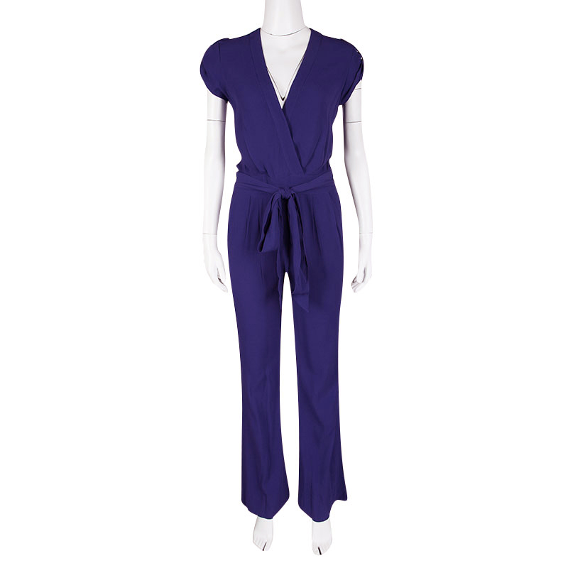 

Diane Von Furstenberg Purple Crepe Tie Detail Purdy Jumpsuit