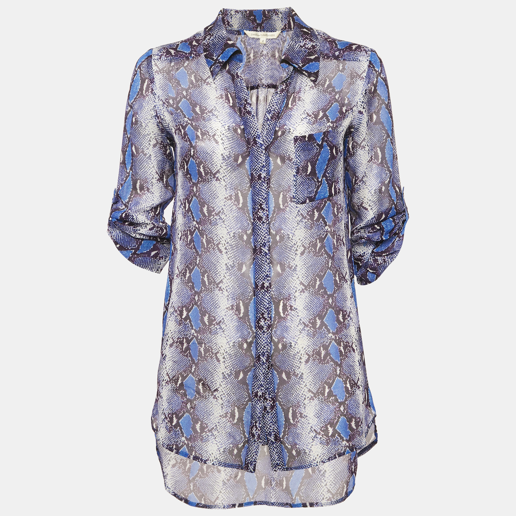

Diane Von Furstenberg Purple Printed Silk Button Front Shirt S