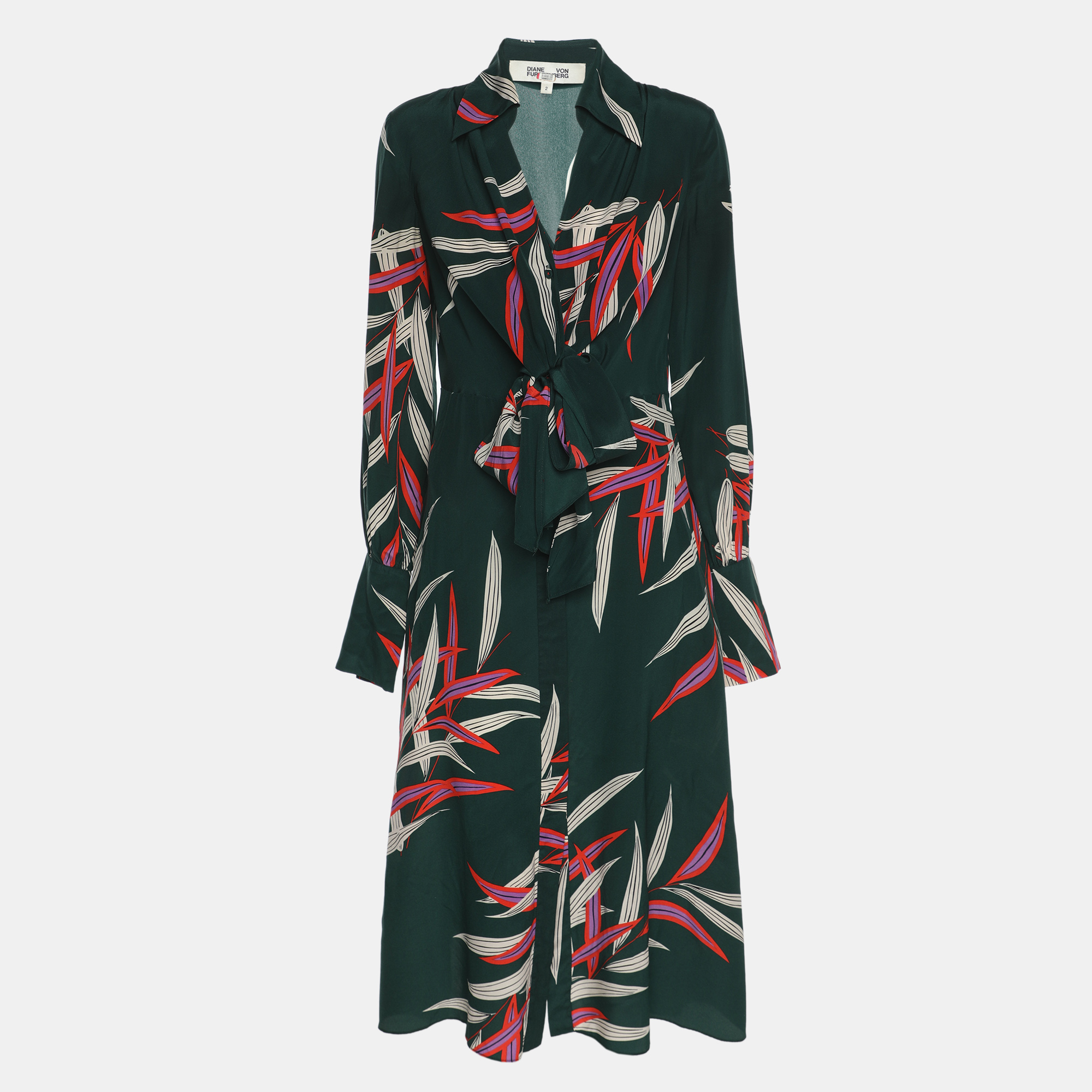 

Diane Von Furstenberg Green Printed Silk Dress S