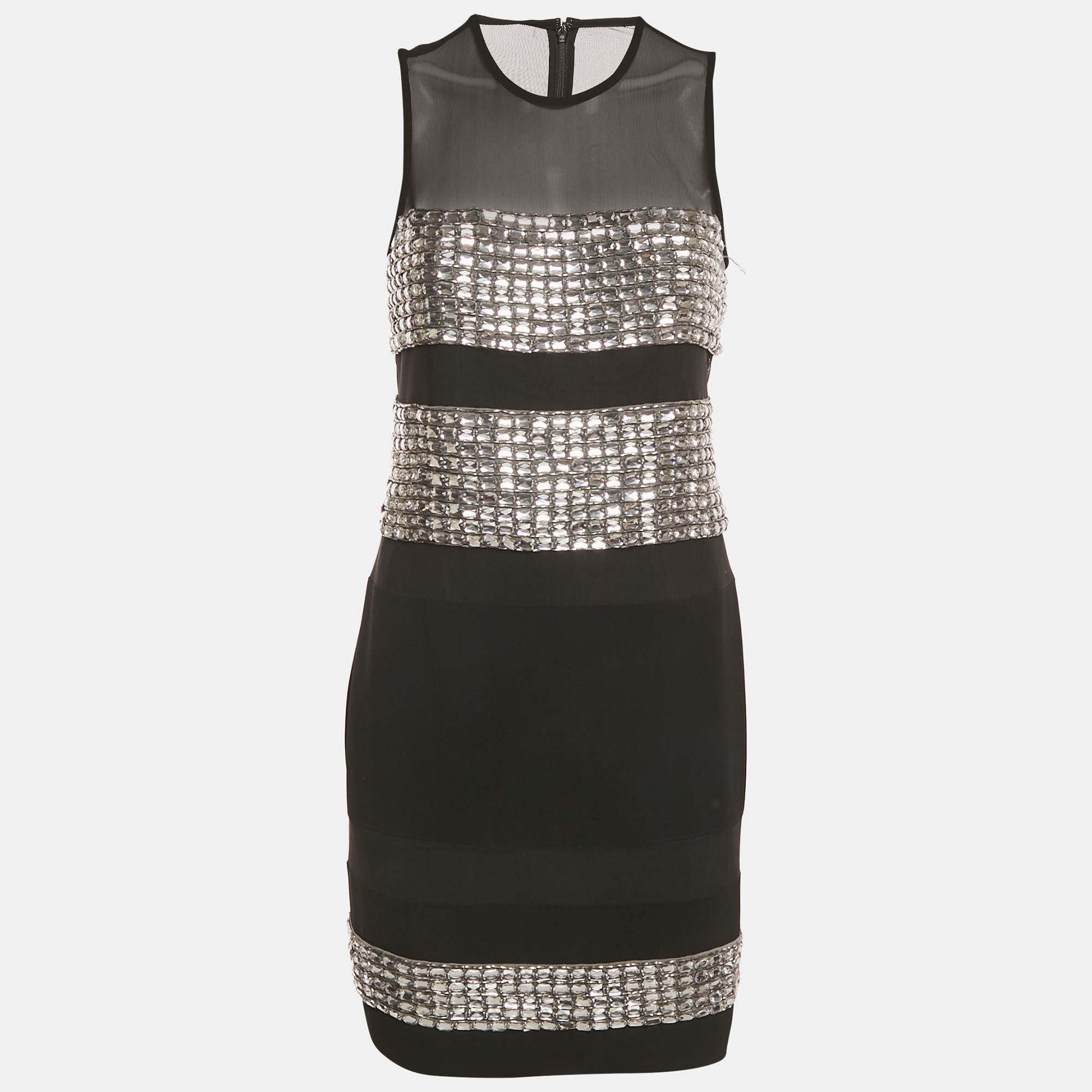 

Diane Von Furstenberg Black Embellished Crepe Mini Dress M