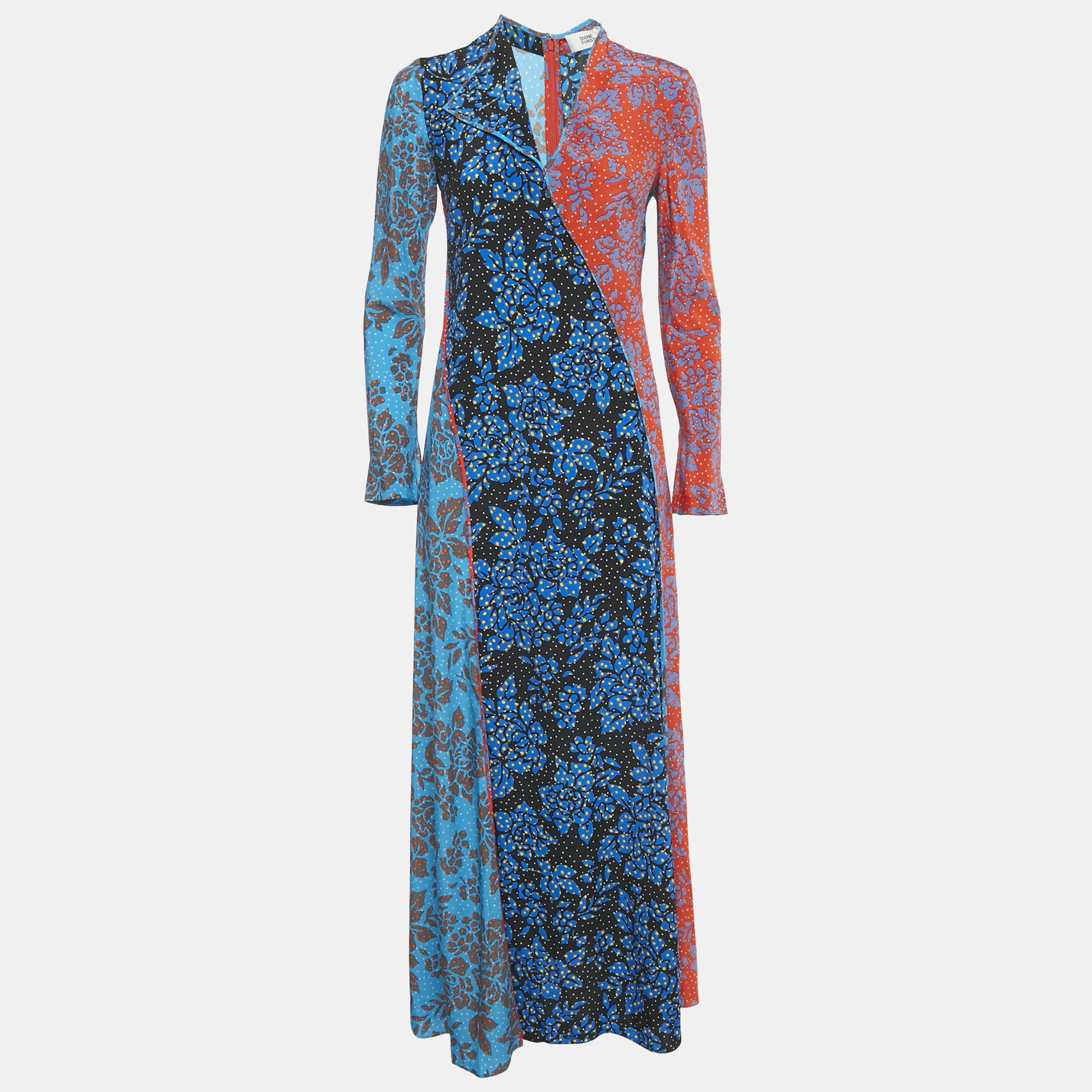 Pre-owned Diane Von Furstenberg Multicolor Printed Silk Maxi Dress S