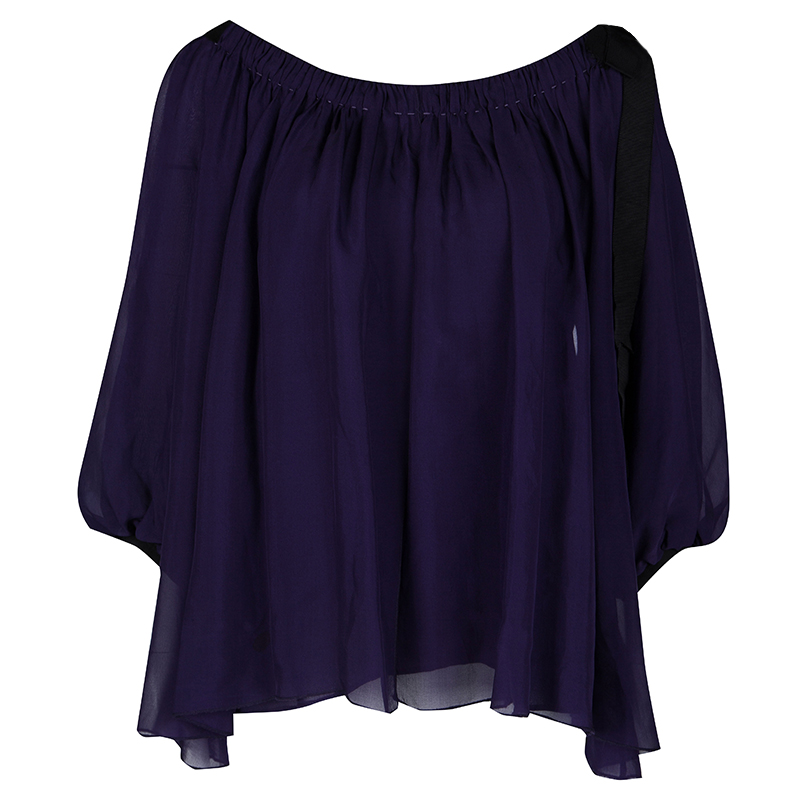 Diane Von Furstenberg Purple Silk Chiffon Terra Blouse L