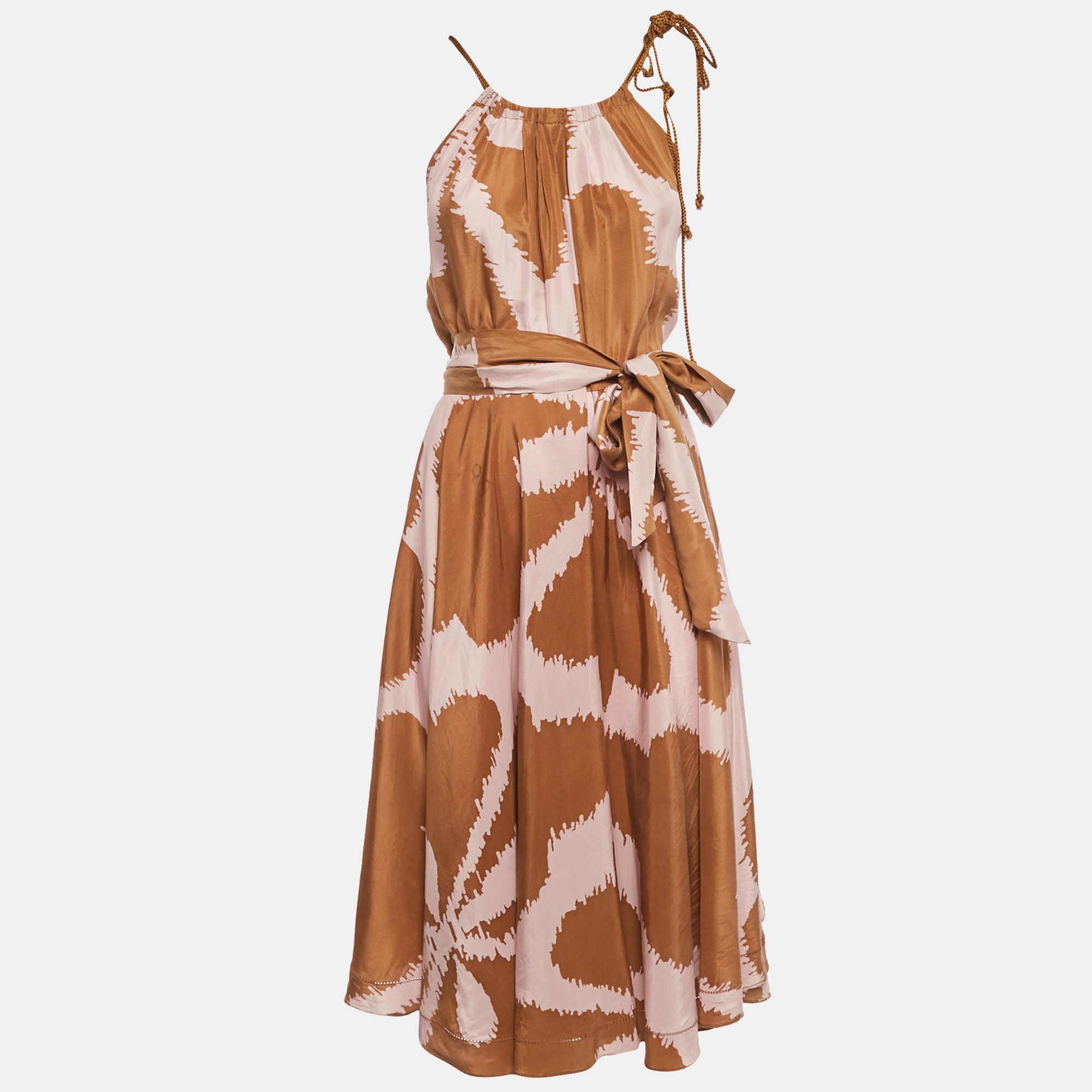 

Diane Von Furstenberg Brown/Pink Printed Silk Naro Dress M