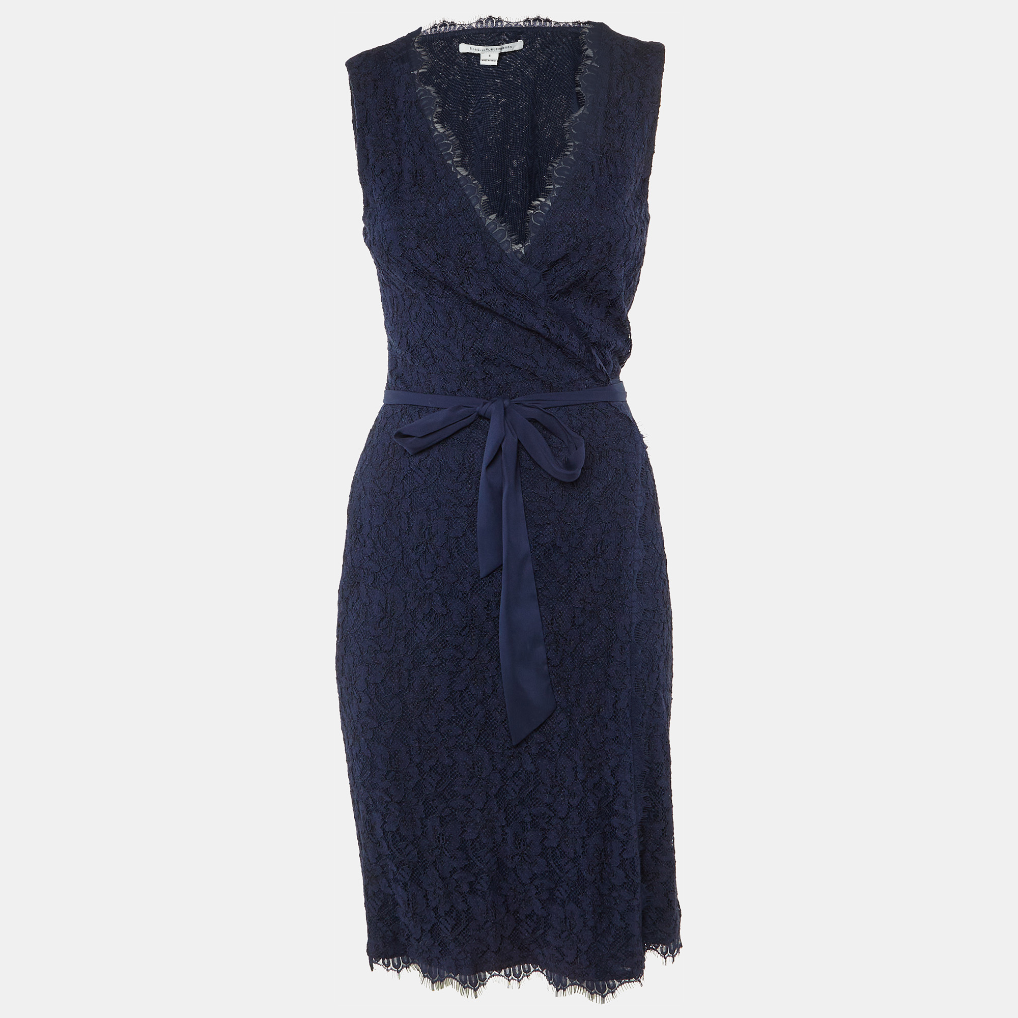 

Diane Von Furstenberg Navy Blue Lace Julianna Wrap Dress M