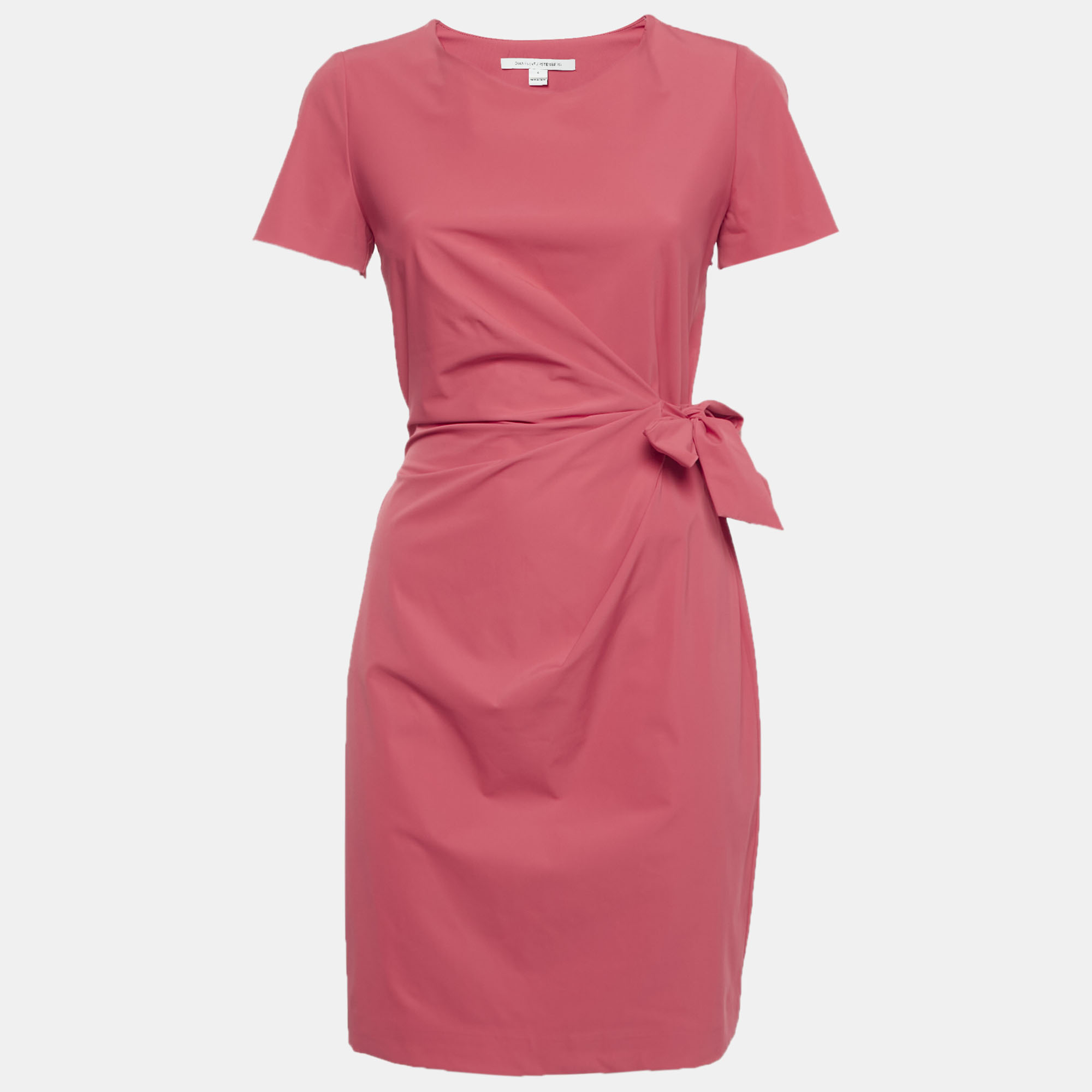 

Diane von Furstenberg Pink Jersey Draped Waist Tie Detail Zoe Dress S