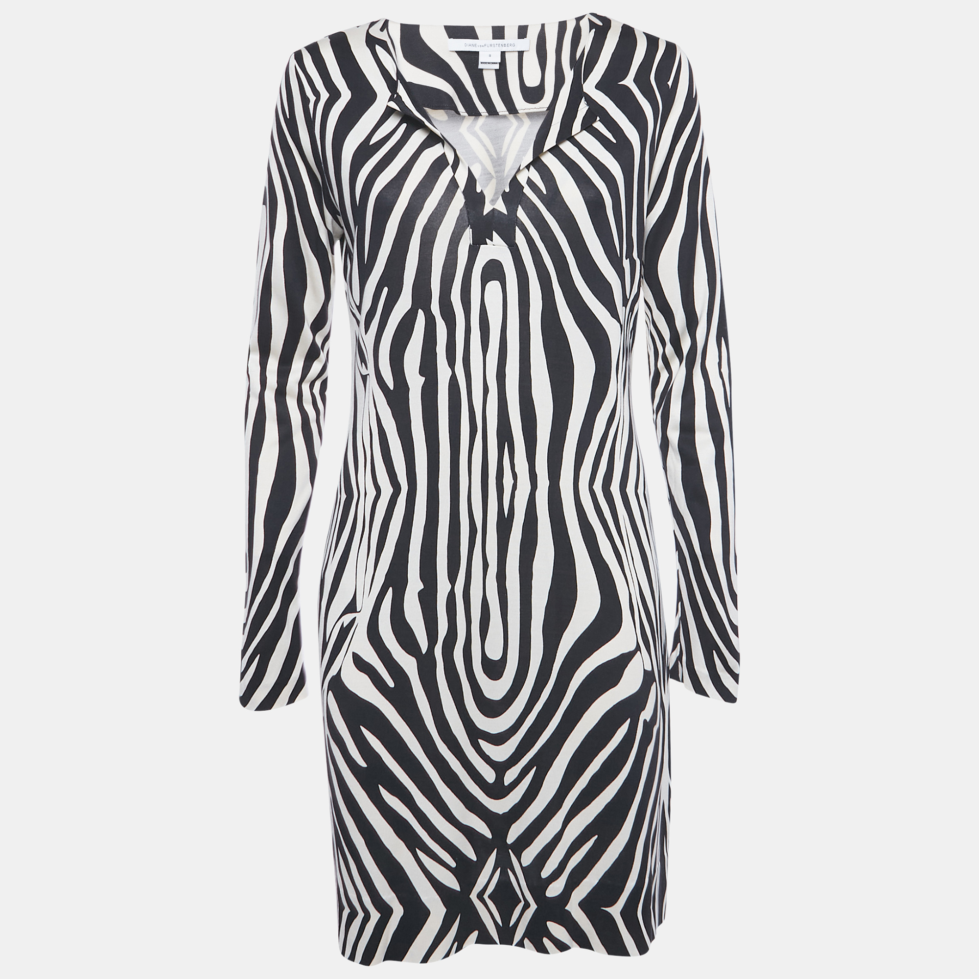 

Diane Von Furstenberg Black Printed Silk Jersey Reina Dress M