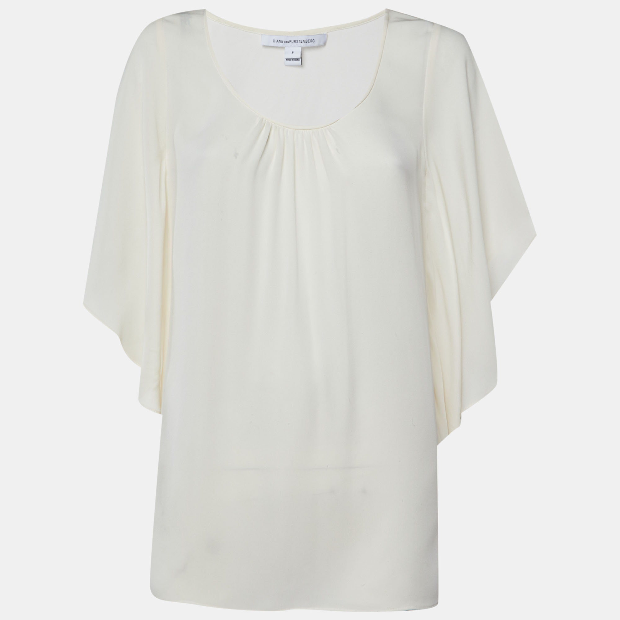Click to view more detailed imagery on our partner's website Pre-owned Diane Von Furstenberg Beige Silk Sheer Stella Top Xs/s In Sand