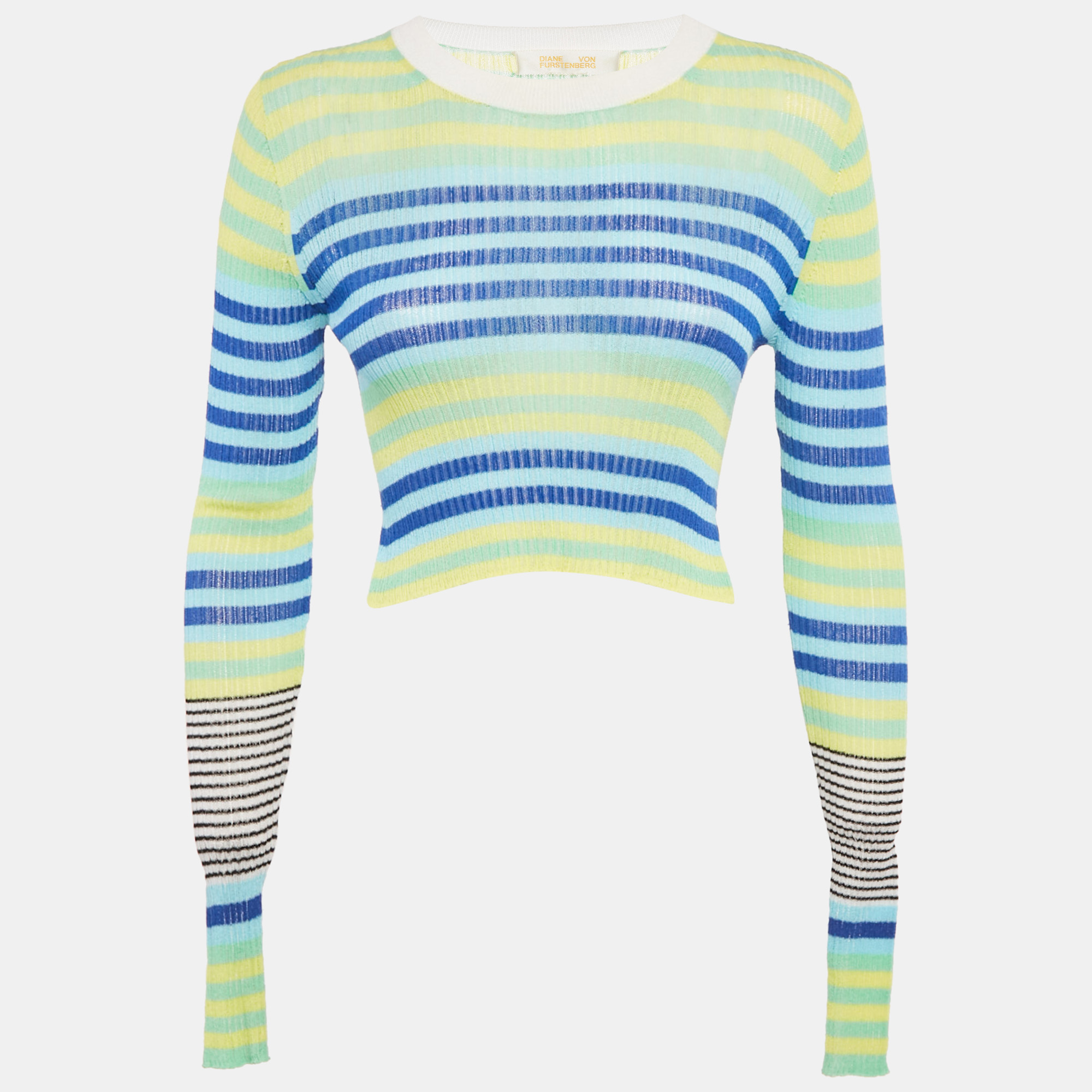 Pre-owned Diane Von Furstenberg Multicolor Striped Knit Long Sleeve Top S