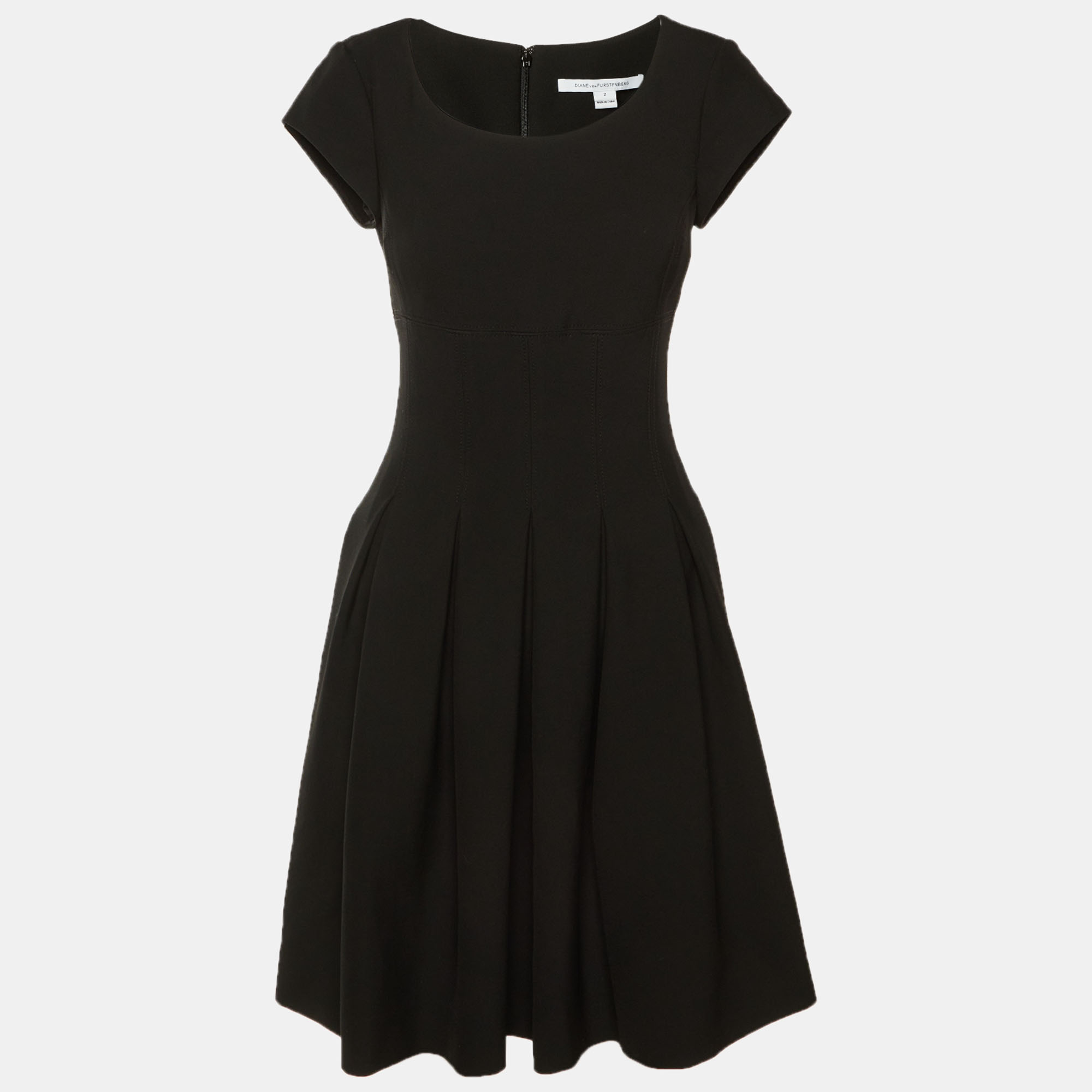 

Diane Von Furstenberg Black Crepe Pleated Mini Dress S