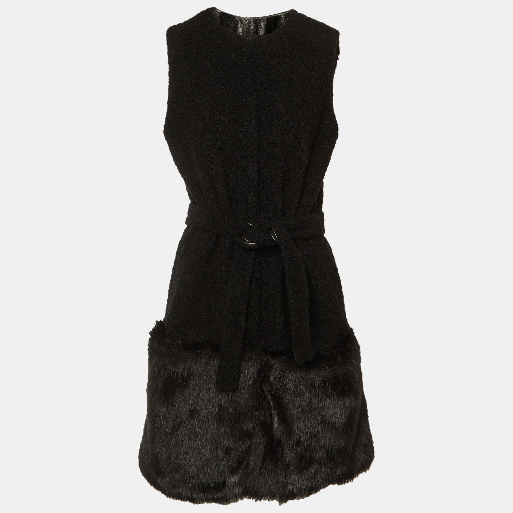

Diane Von Furstenberg Black Shearling Faux Fur Vest Coat M
