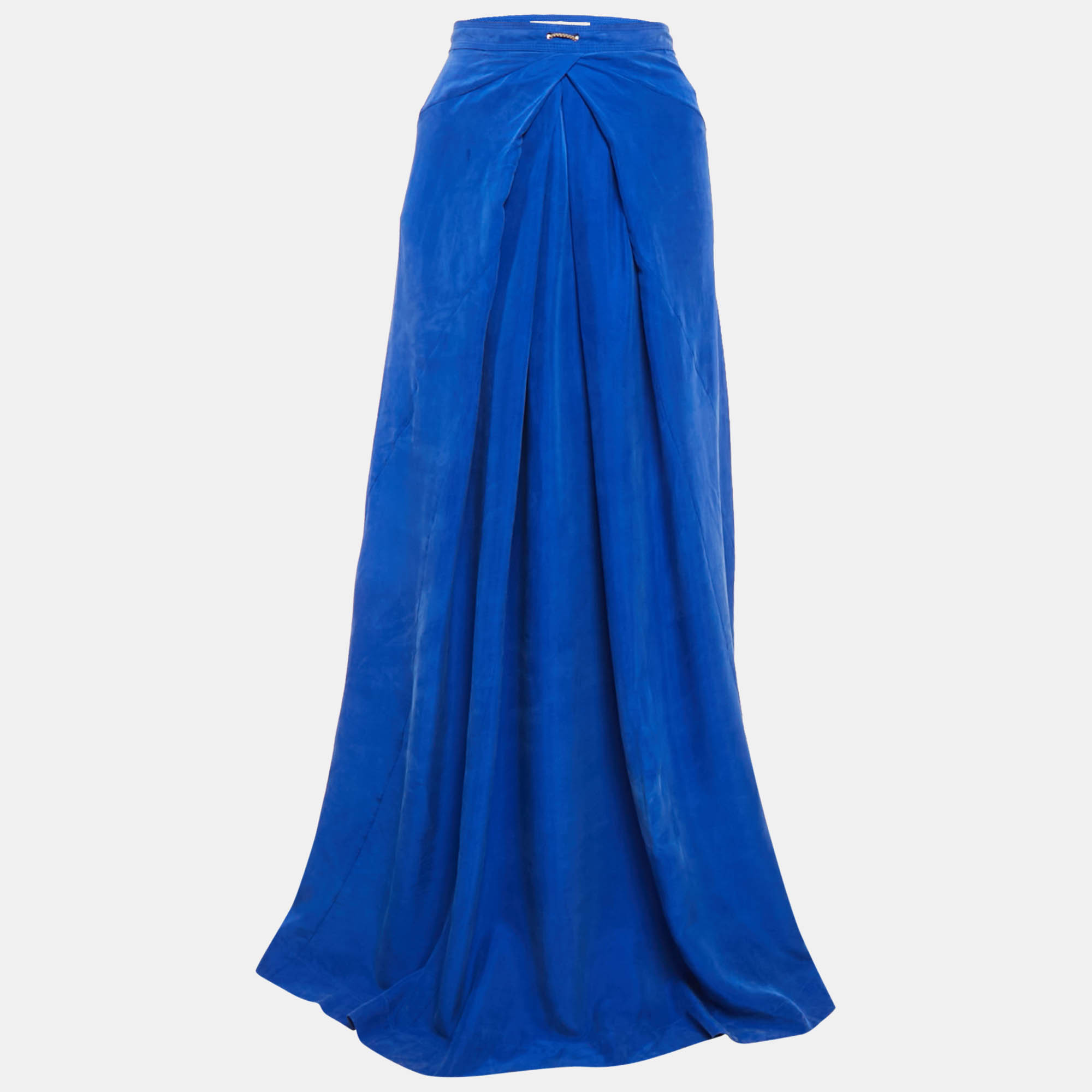 

Diane Von Furstenberg Blue Suede Silk Flared Maxi Skirt S