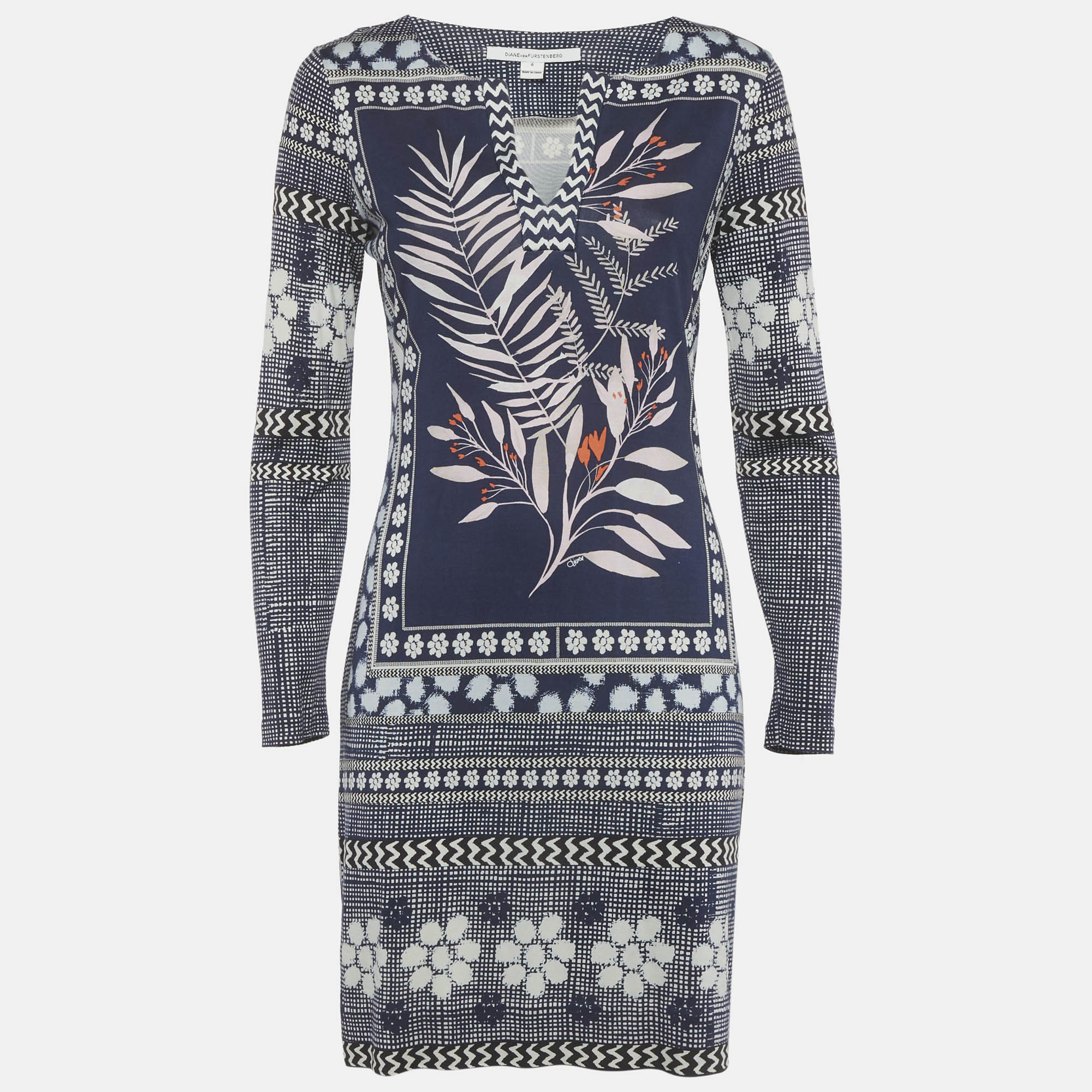 

Diane Von Furstenberg Navy Blue Silk Jersey Reina Long Dress M