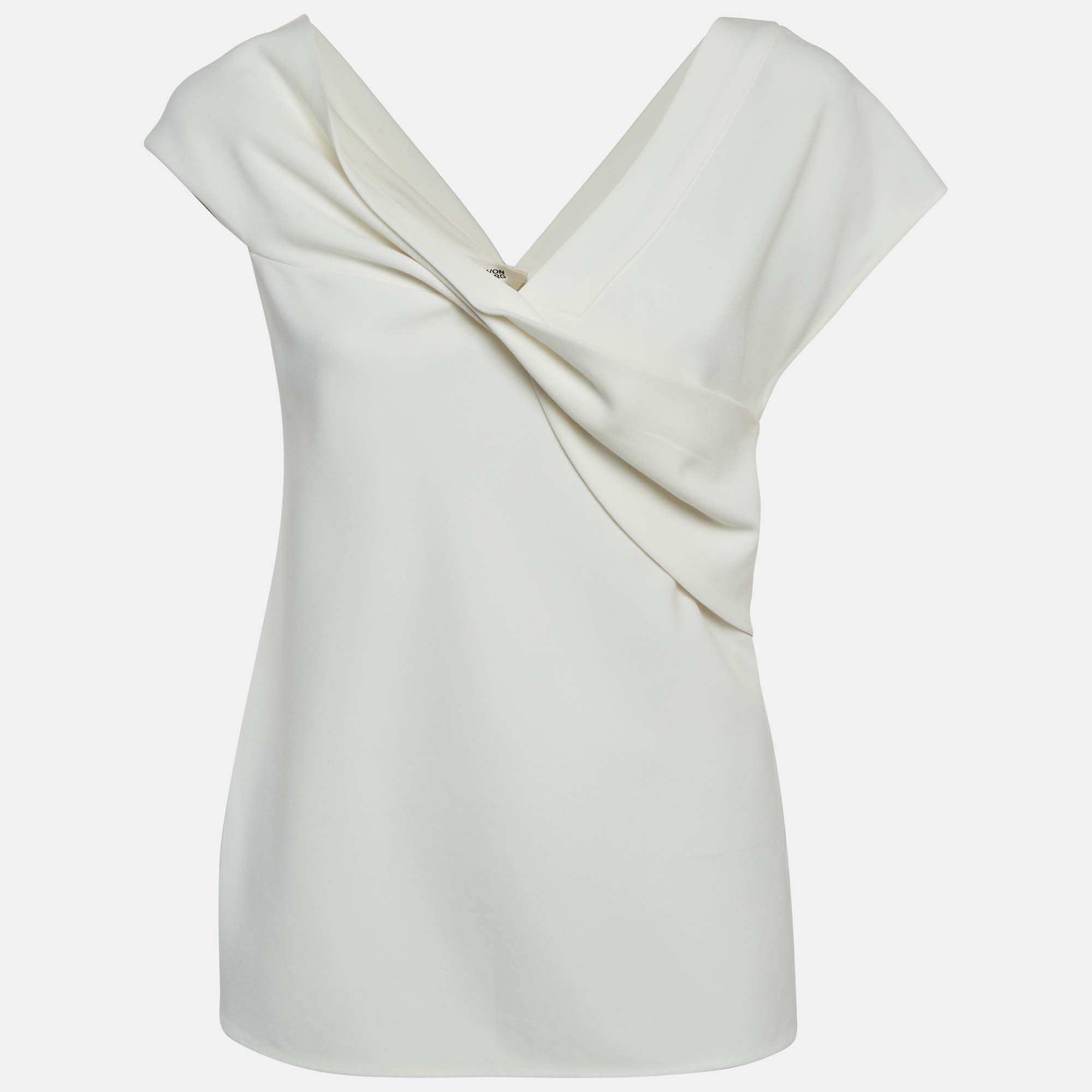 

Diane Von Furstenberg White Crepe Draped Top M