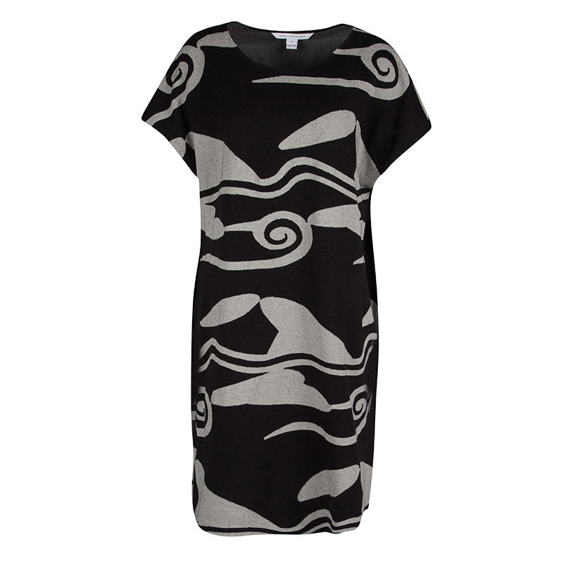 Diane Von Furstenberg Monochrome Textured Knit Dress M