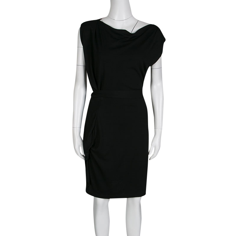

Diane Von Furstenberg Black Cowl Neck Waist Tie Detail Phiala Dress