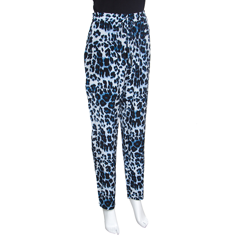 

Diane Von Furstenberg Animal Pattern Benett Two Print Silk Pants, Blue