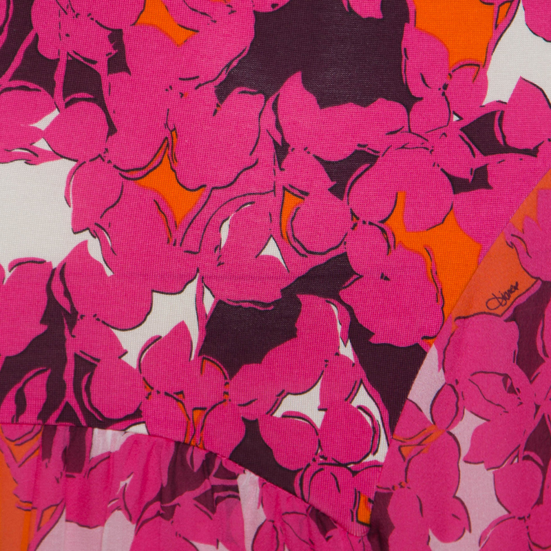 Diane Von Furstenberg Pink Silk Eden Garden Printed Davina Maxi Dress S