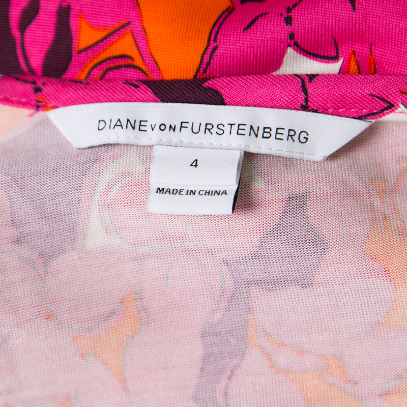Diane Von Furstenberg Pink Silk Eden Garden Printed Davina Maxi Dress S
