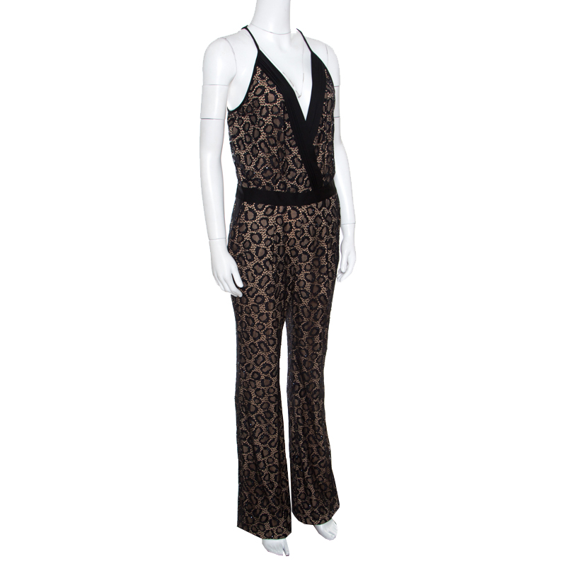 

Diane Von Furstenberg Black Embellished Lace Zadie Jumpsuit