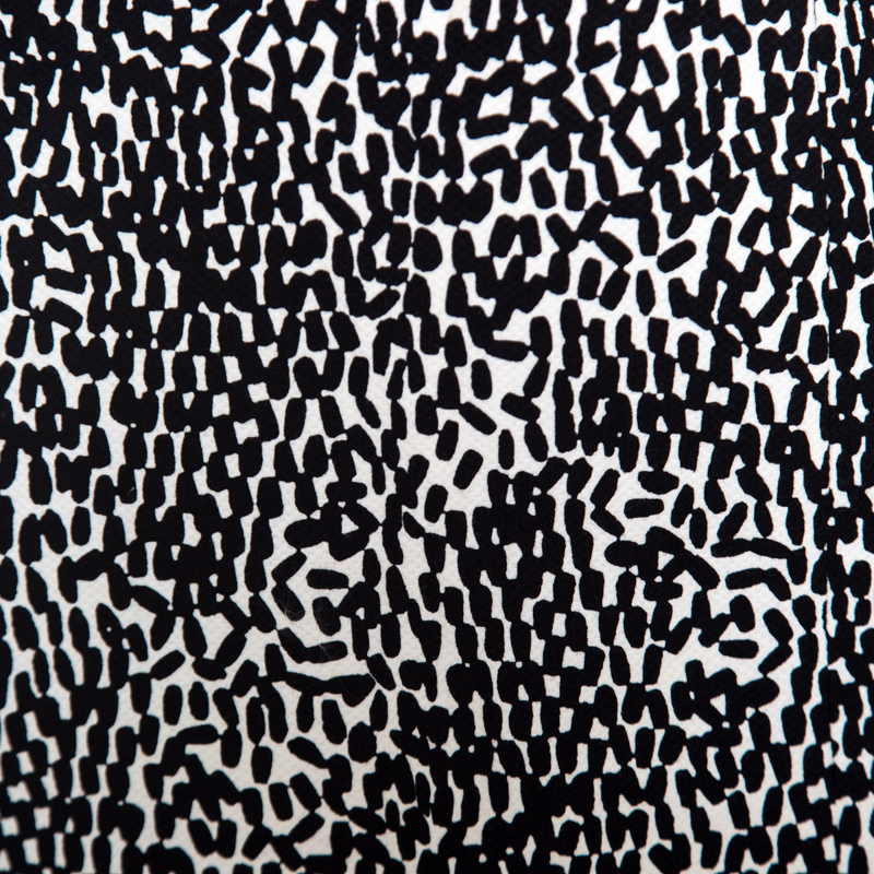 Pre-owned Diane Von Furstenberg Monochrome Printed Cotton Clyde Mini Skirt S In Black