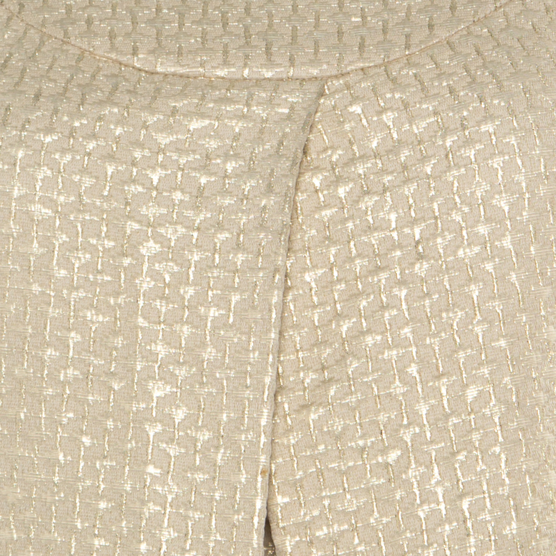 Pre-owned Diane Von Furstenberg Gold Jacquard Inverted Pleat Detail Ayuka Dress S