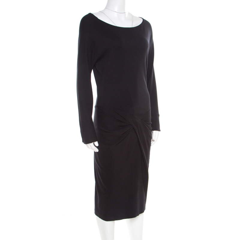 

Diane Von Furstenberg Black Knit Twist Front Detail Long Sleeve Eleonora Dress