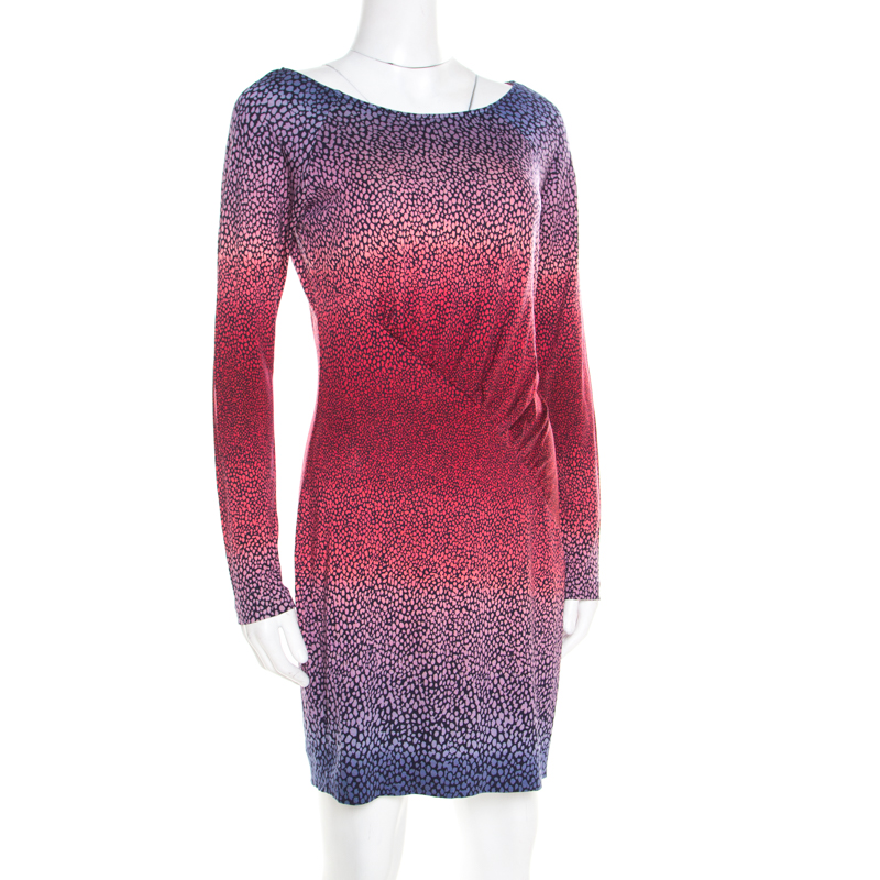

Diane Von Furstenberg Ophelia Printed Silk Jersey Ruched Long Sleeve Dress, Multicolor