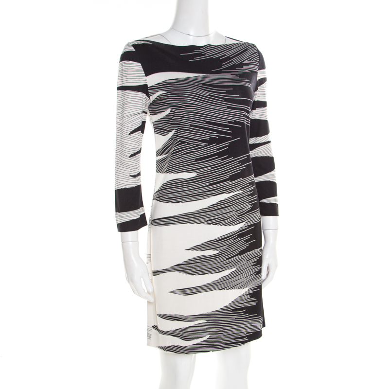 

Diane Von Furstenberg Monochrome Flame Print Jersey Boat Neck Ruri Dress, Black