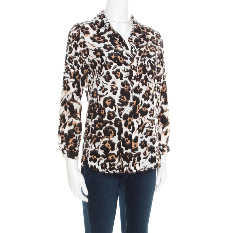 

Diane von Furstenberg Multicolor Abstract Floral Printed Silk Lorelei Blouse