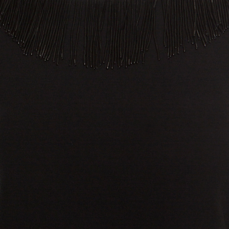 Diane Von Furstenberg Black Fringe Embellished Lace Back Detail Margherita Dress M