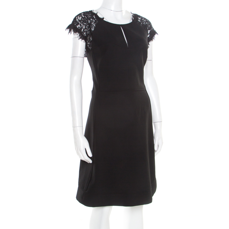 

Diane von Furstenberg Black Floral Lace Bodice Detail Maddie Dress